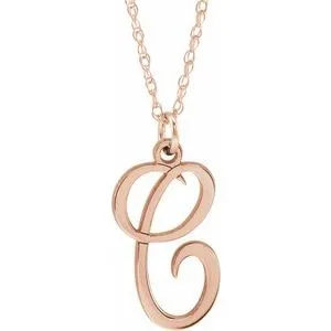 14K Rose Gold-Plated Sterling Silver Script Initial C 16-18" Necklace