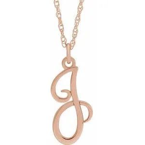 14K Rose Gold-Plated Sterling Silver Script Initial J 16-18" Necklace
