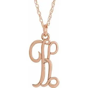 14K Rose Gold-Plated Sterling Silver Script Initial K 16-18" Necklace