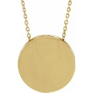 14K Yellow 17 mm Scroll Disc 16-18" Necklace