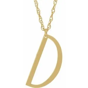 14K Yellow Gold-Plated Sterling Silver Block Initial D 16-18" Necklace with Brush Finish
