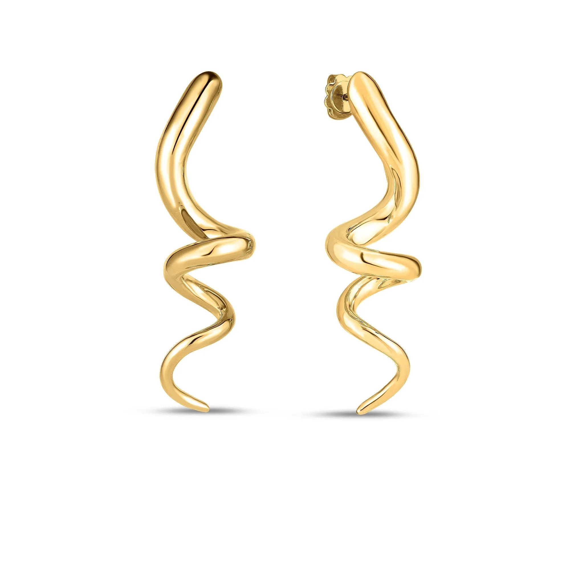 18K YELLOW DESIGNER GOLD SPIRAL EARRINGS