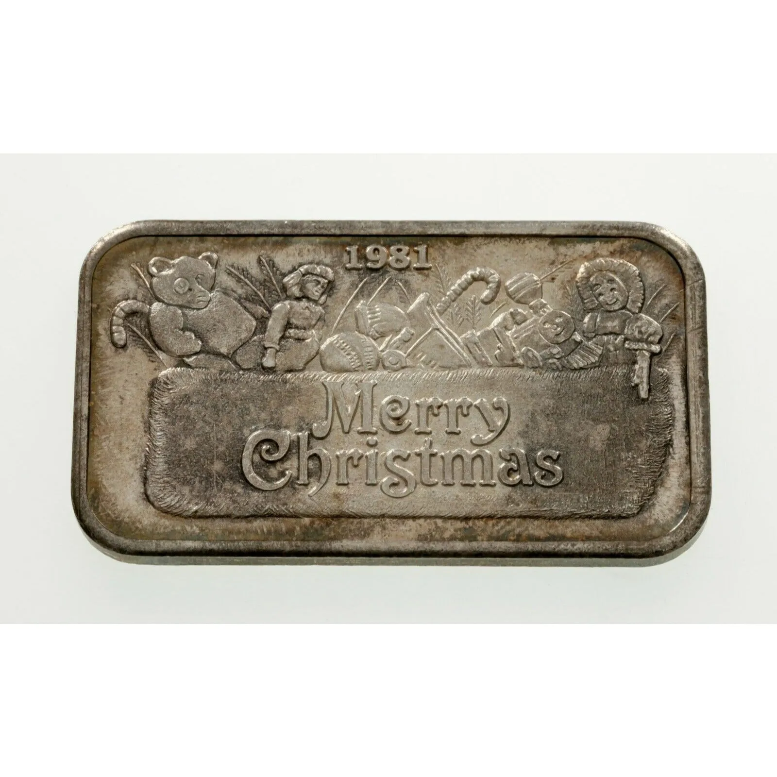 1981-84 Merry Christmas 1 oz Silver Art Bars Collection of 3 Bars