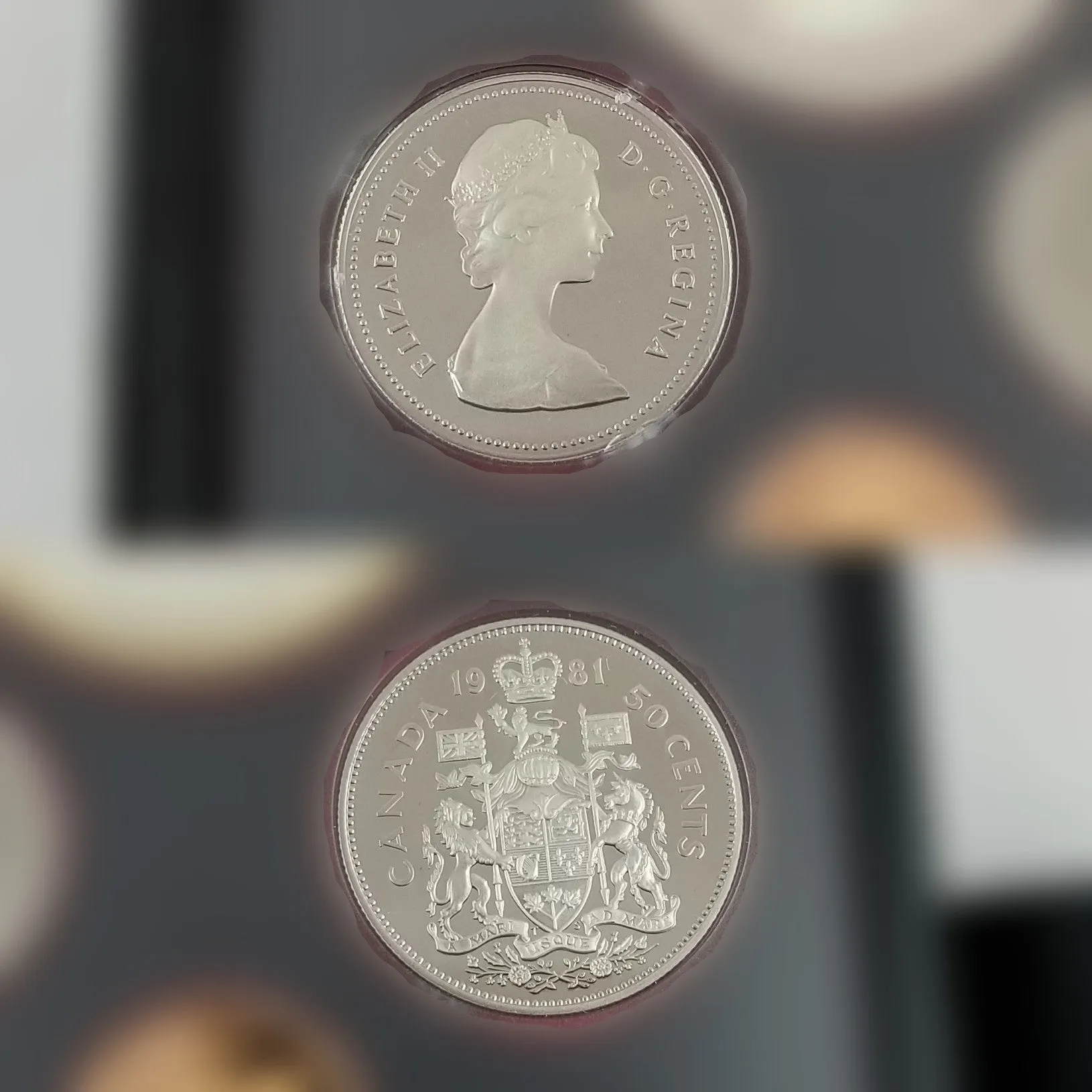 1981 Royal Canadian Mint 7 Coin Proof Set Locomotive Dollar 50% SILVER