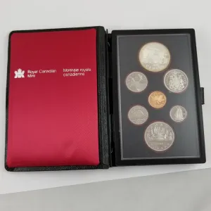 1981 Royal Canadian Mint 7 Coin Proof Set Locomotive Dollar 50% SILVER