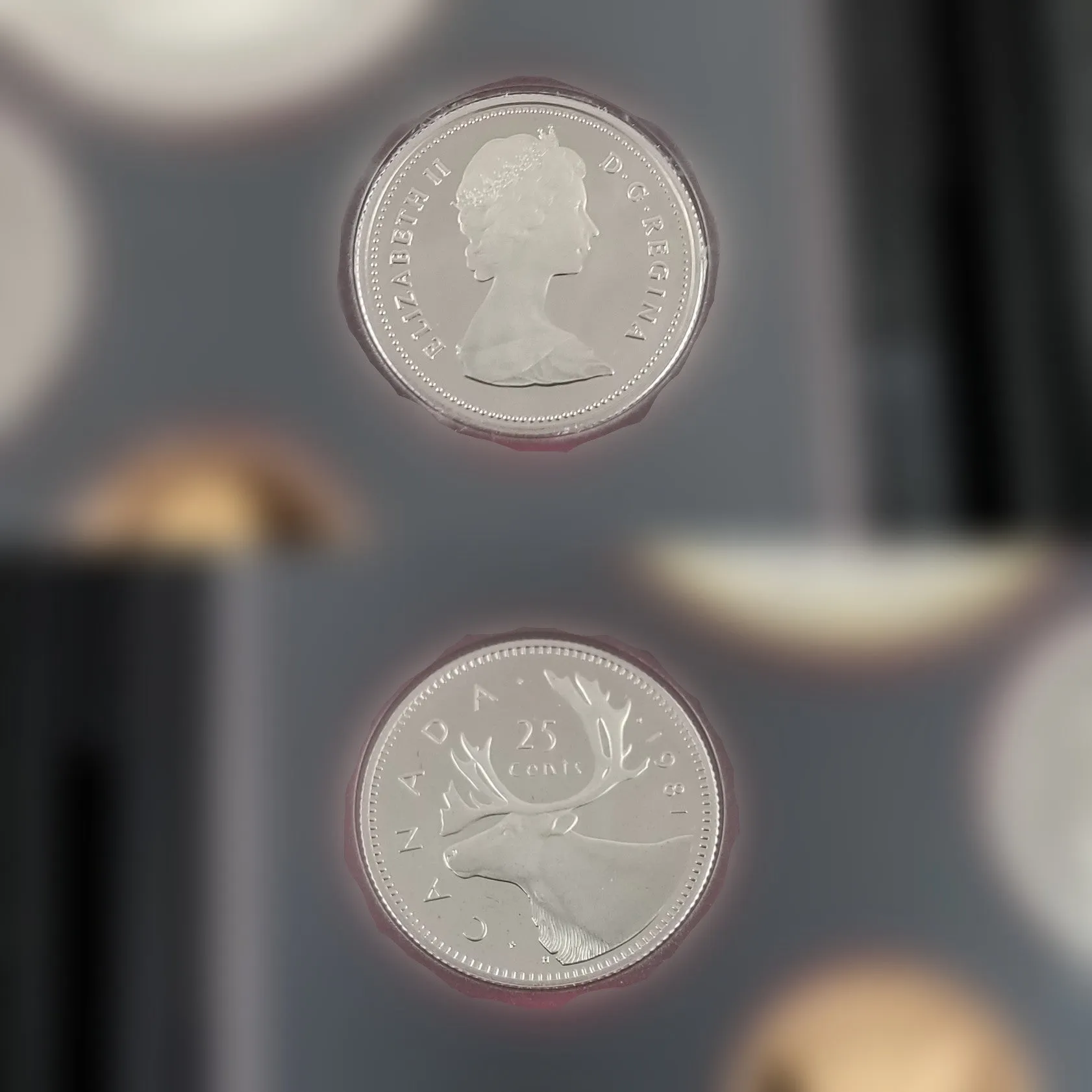 1981 Royal Canadian Mint 7 Coin Proof Set Locomotive Dollar 50% SILVER