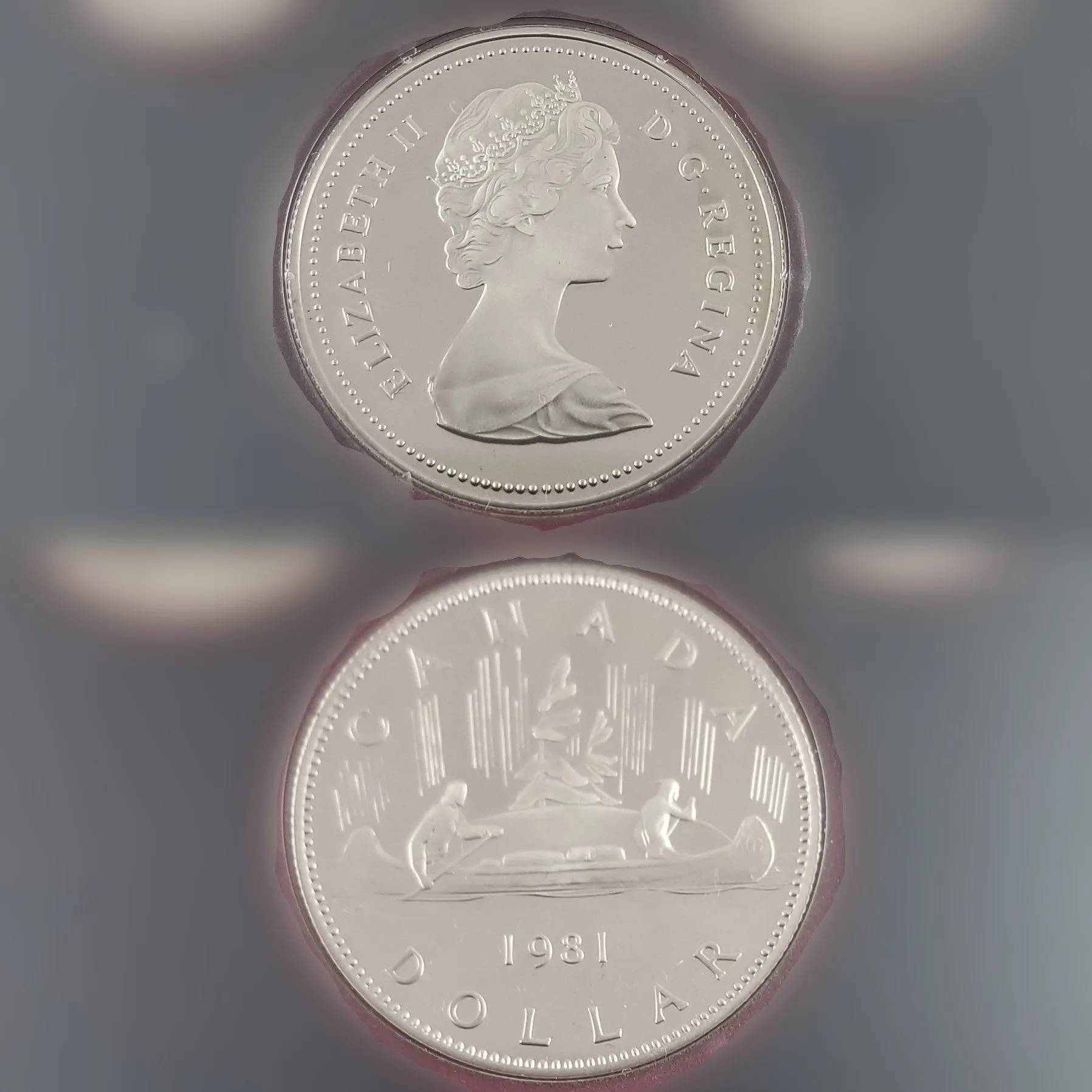 1981 Royal Canadian Mint 7 Coin Proof Set Locomotive Dollar 50% SILVER
