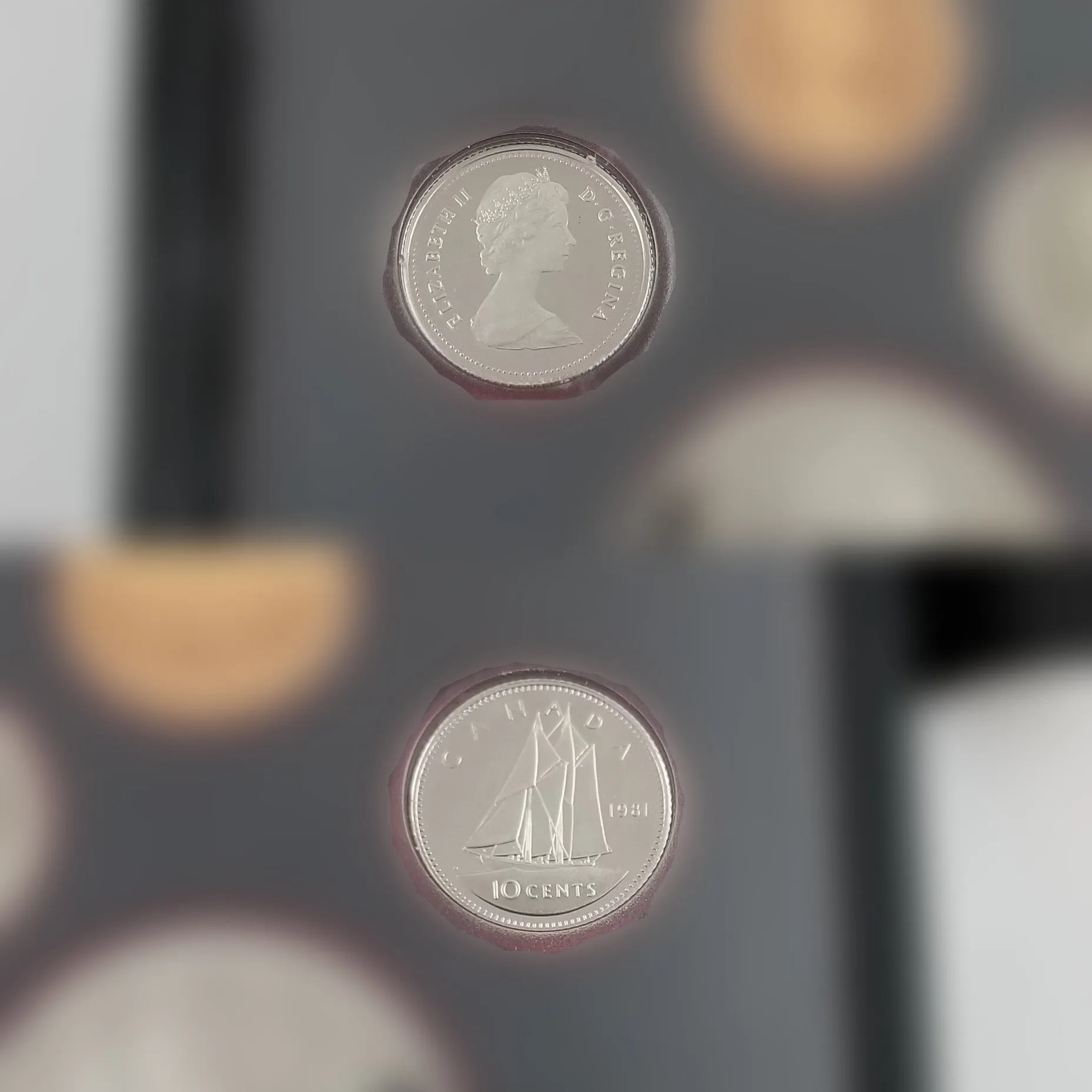 1981 Royal Canadian Mint 7 Coin Proof Set Locomotive Dollar 50% SILVER