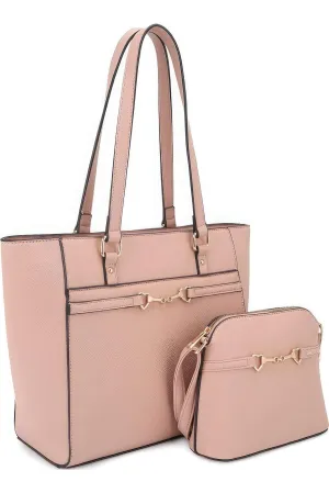 2in1 Smooth Matching Shoulder Tote Bag With Crossbody Set