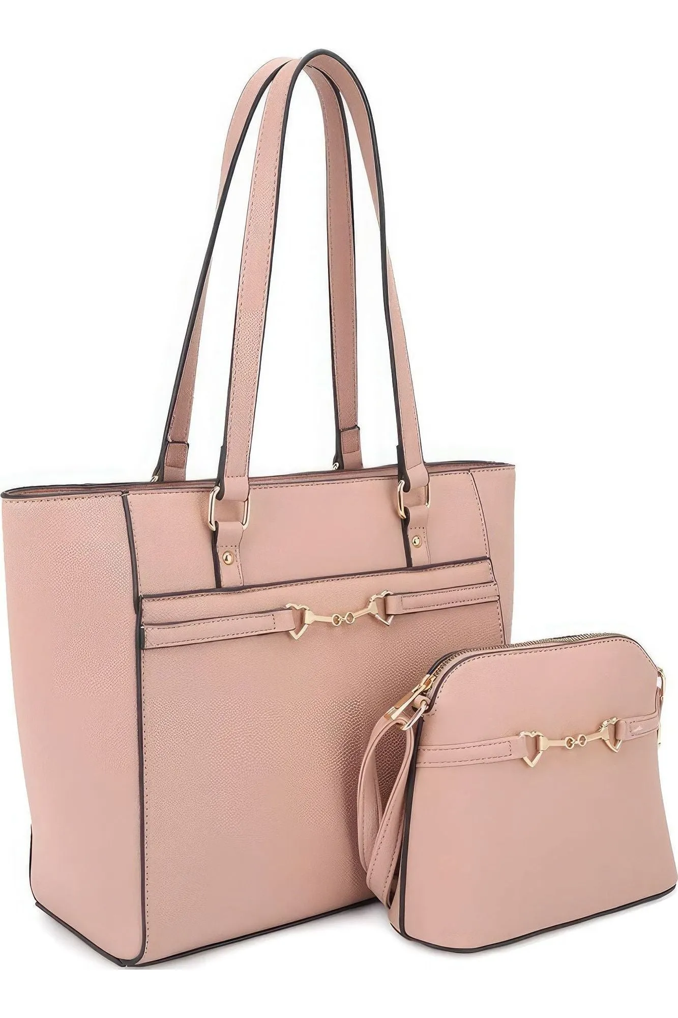 2in1 Smooth Matching Shoulder Tote Bag With Crossbody Set
