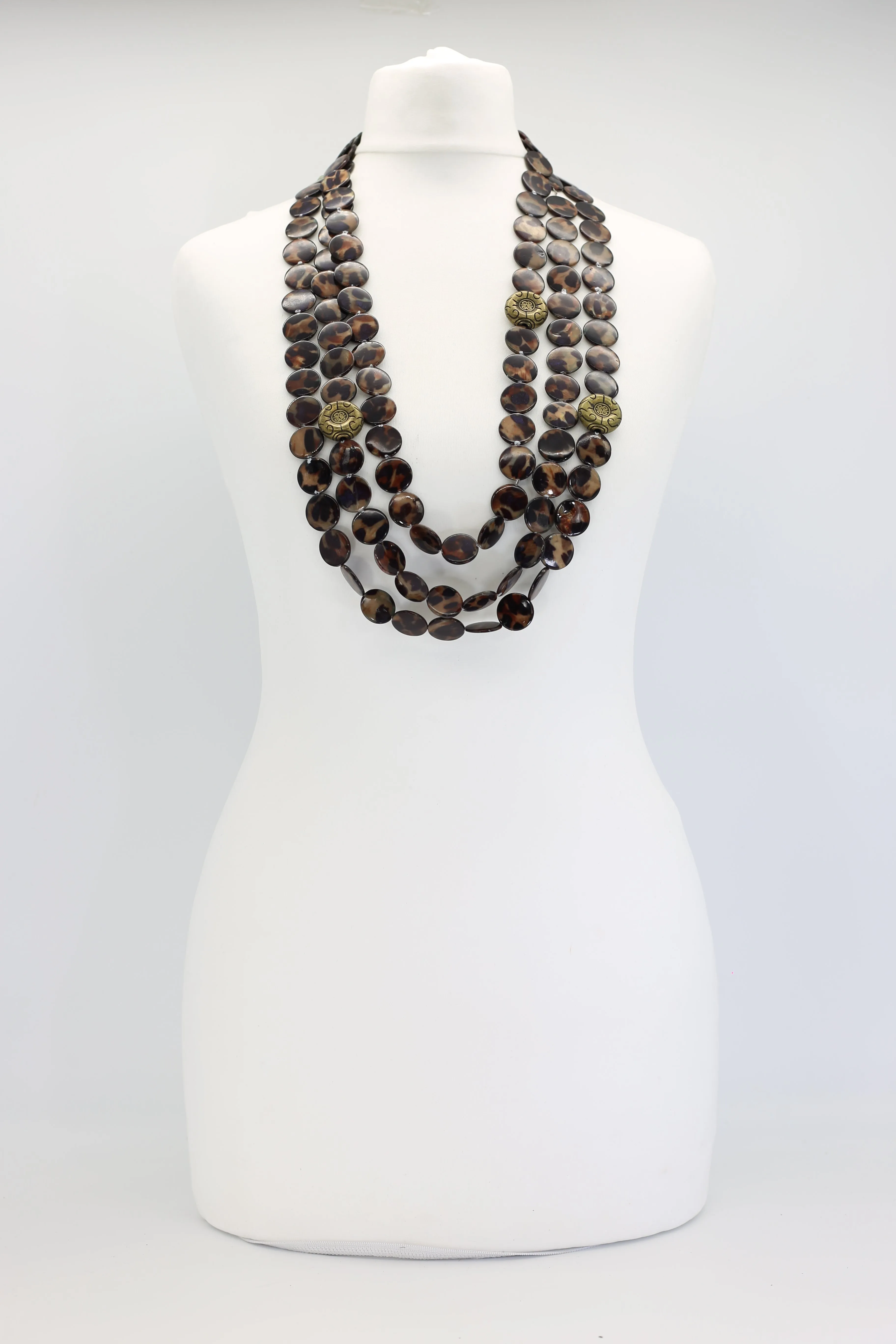 3 Strand VINTAGE shells coin NECKLACE-Medium