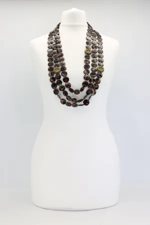 3 Strand VINTAGE shells coin NECKLACE-Medium