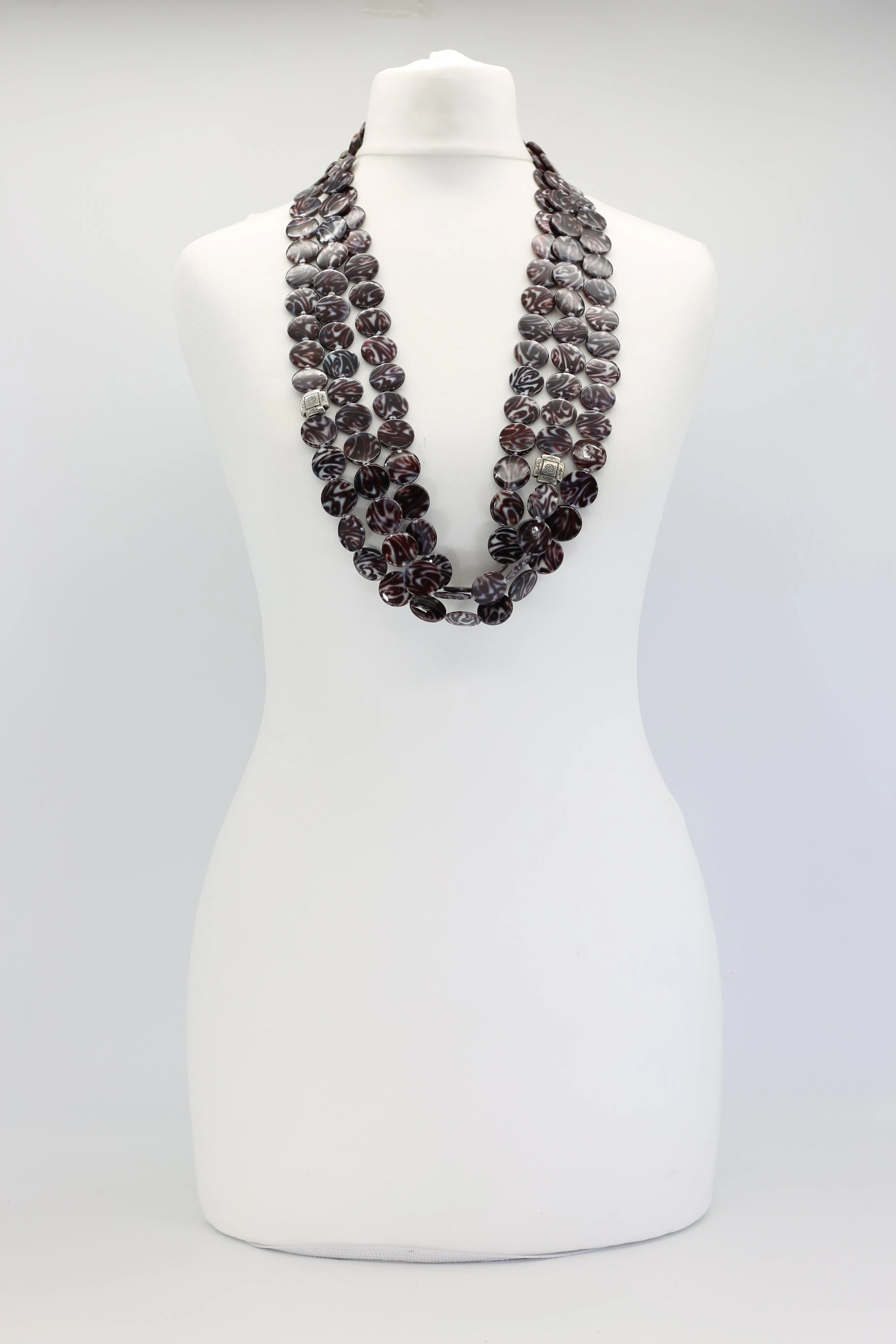 3 Strand VINTAGE shells coin NECKLACE-Medium