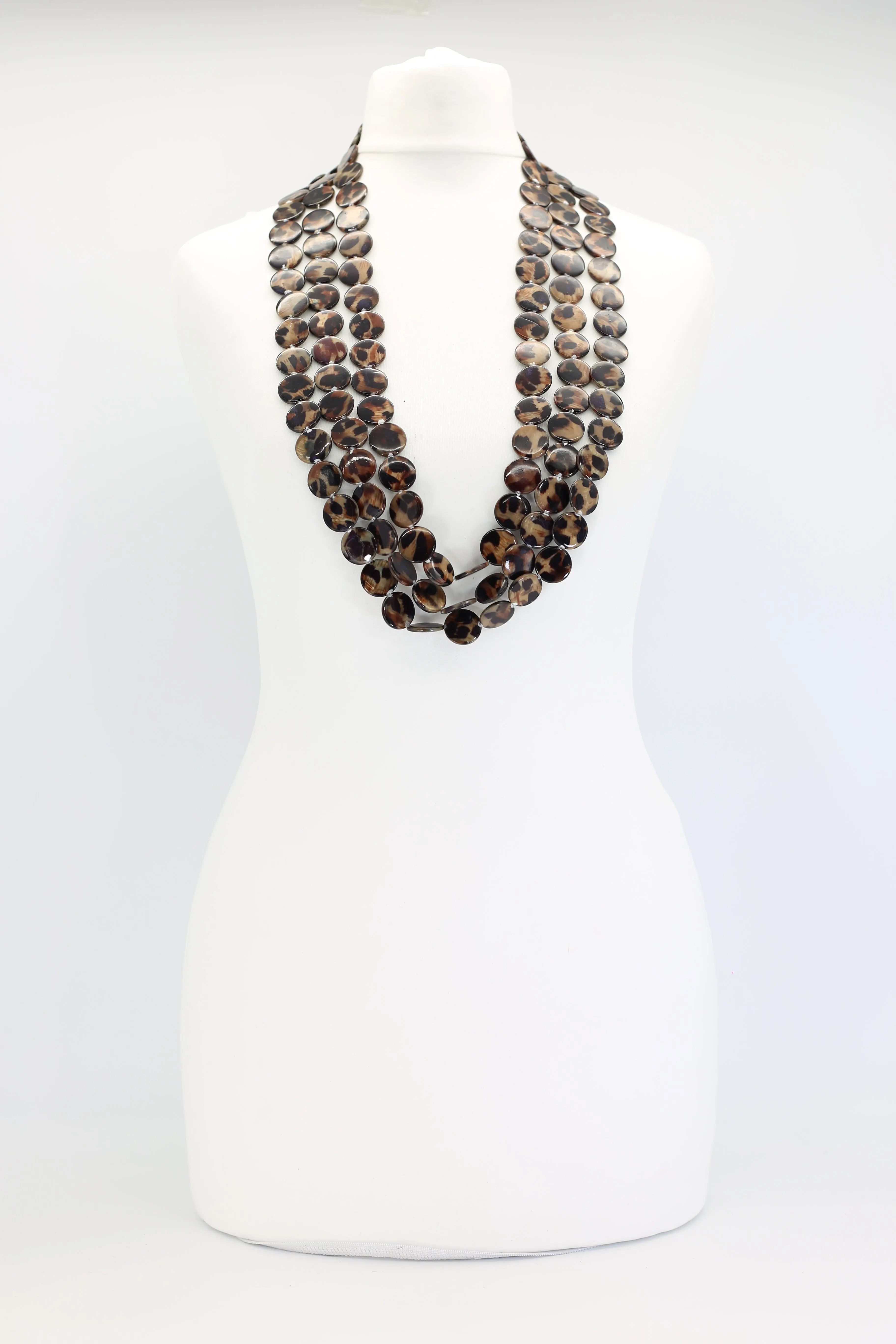 3 Strand VINTAGE shells coin NECKLACE-Medium