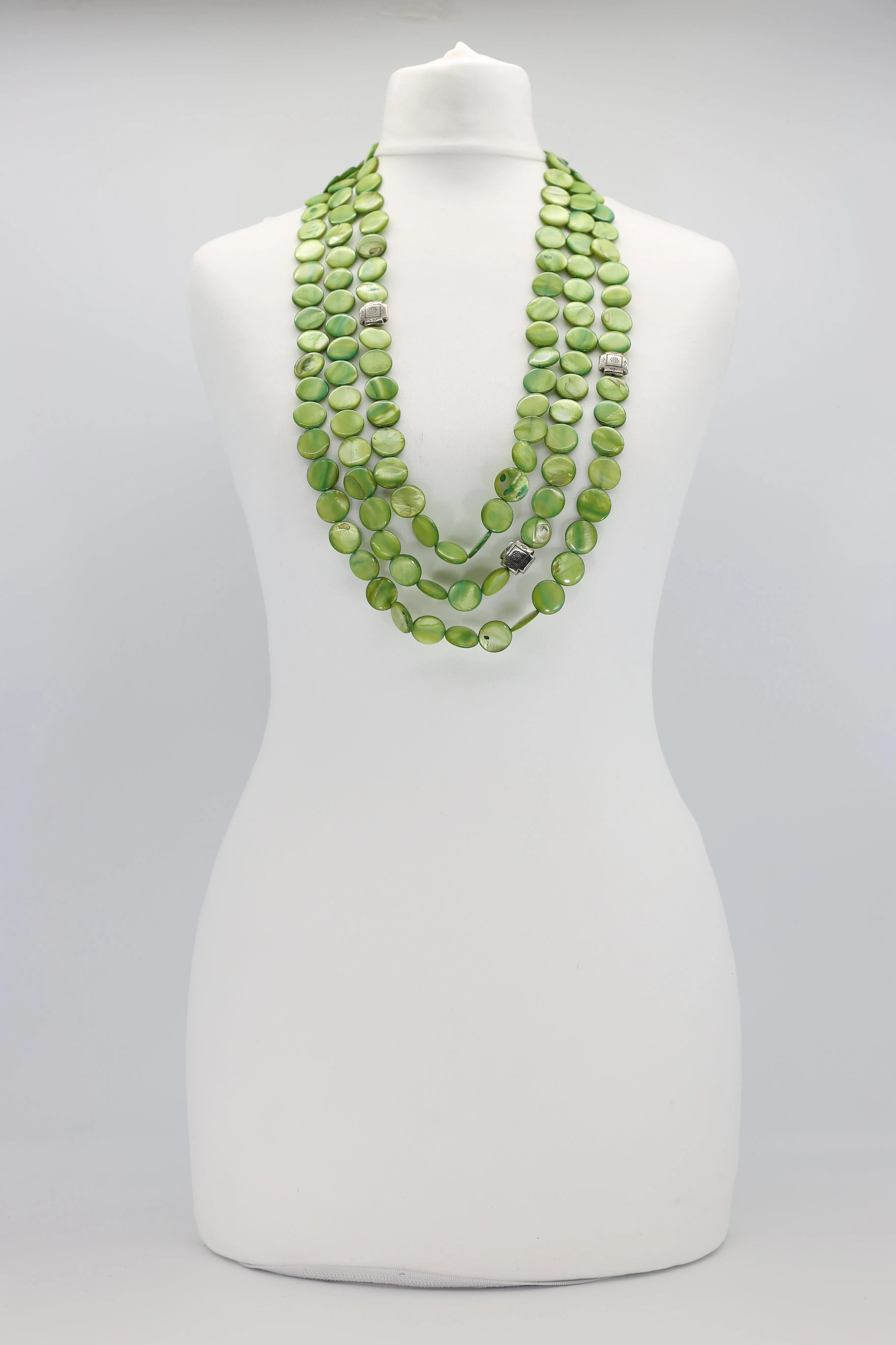 3 Strand VINTAGE shells coin NECKLACE-Medium