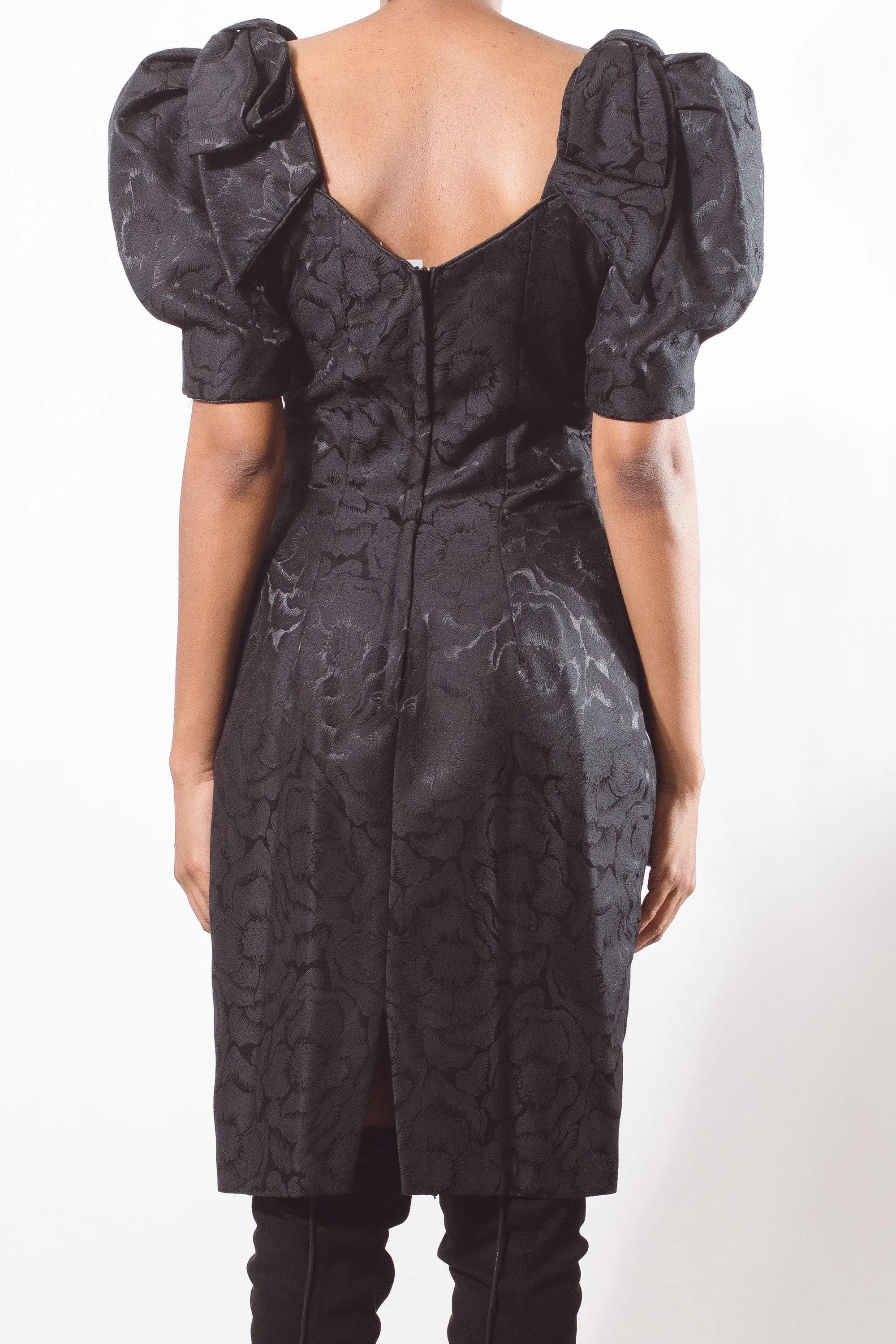 80's Black Cocktail Midi Dress