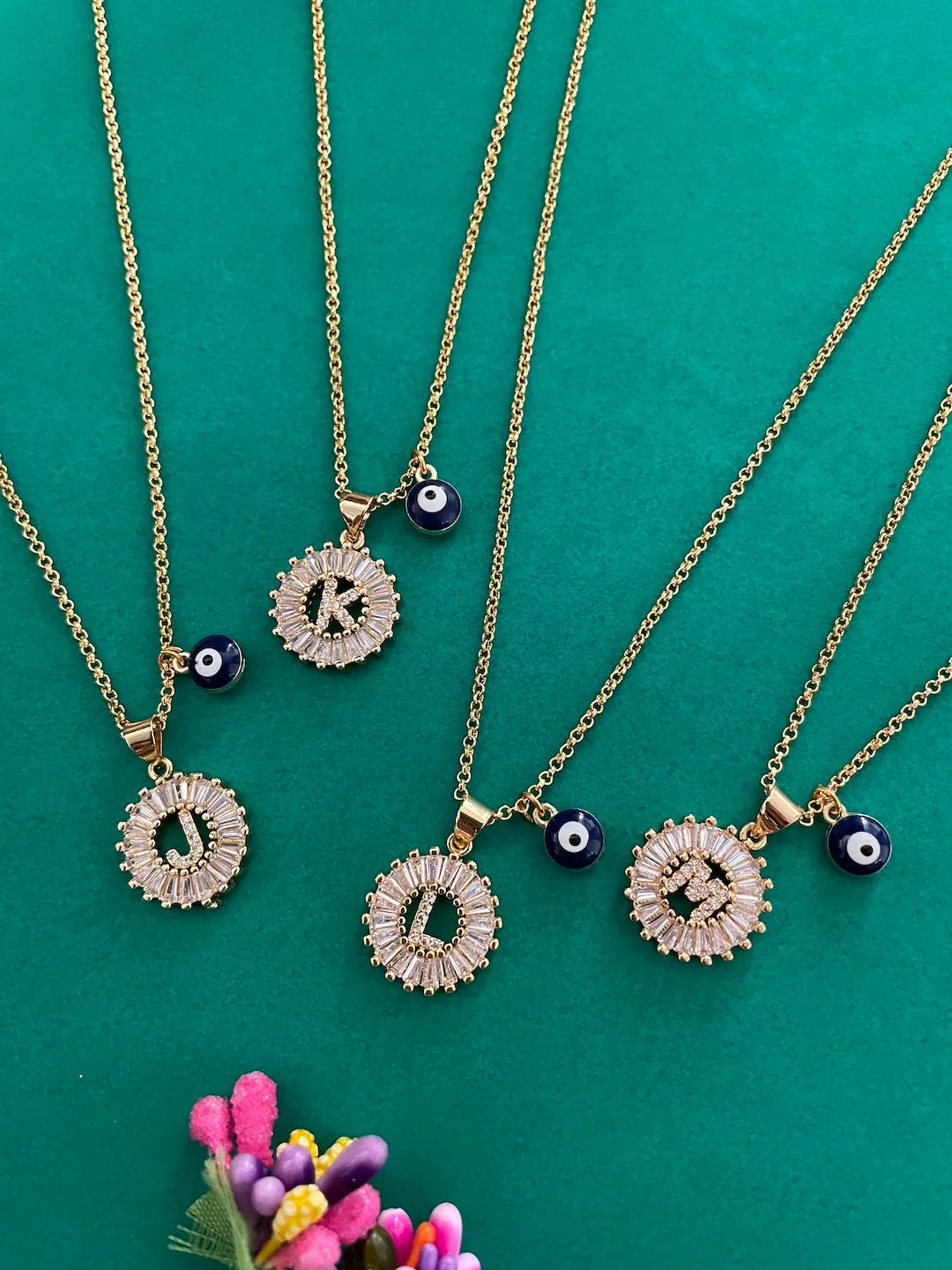 A-Z Custom Initial Evil Eye Necklace | Gold-Plated Letter Necklace | All Alphabets