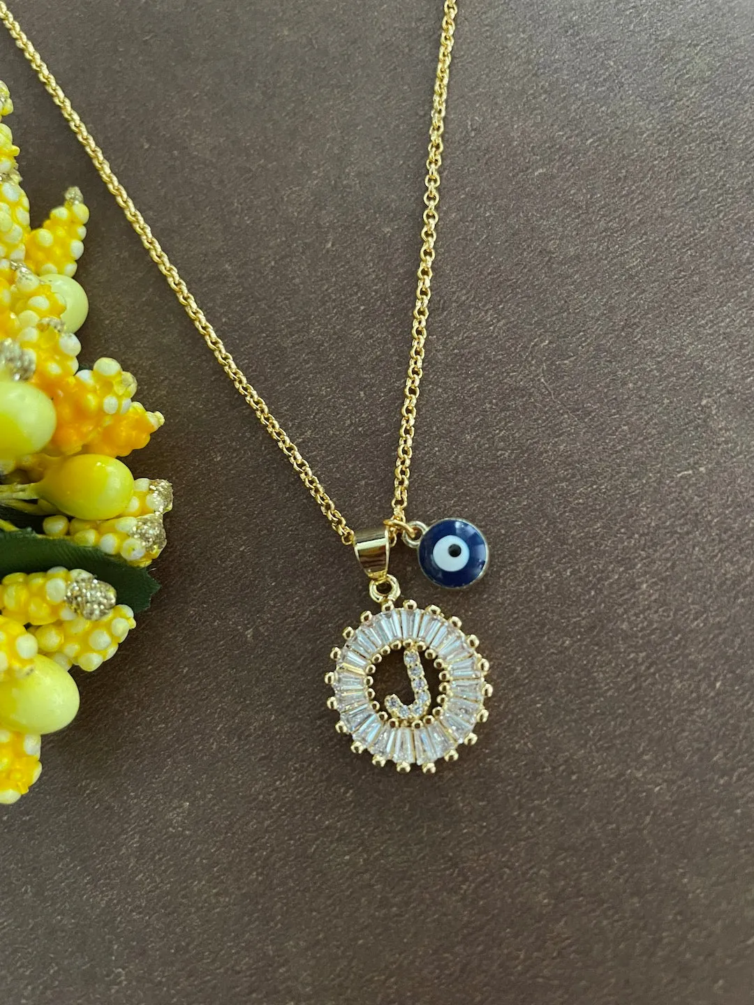 A-Z Custom Initial Evil Eye Necklace | Gold-Plated Letter Necklace | All Alphabets