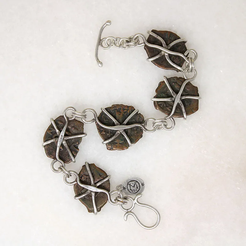 Ancient Bronze Coin Bracelet from Silver Mind