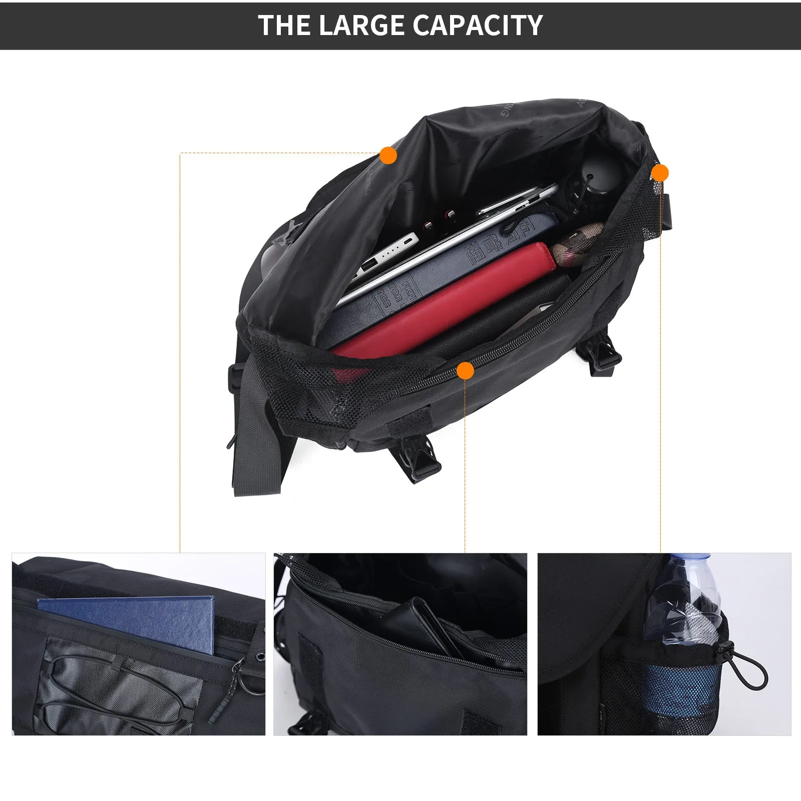Aoking Black Fashion Men Waterproof Crossbody Sling Bag XK3034-5