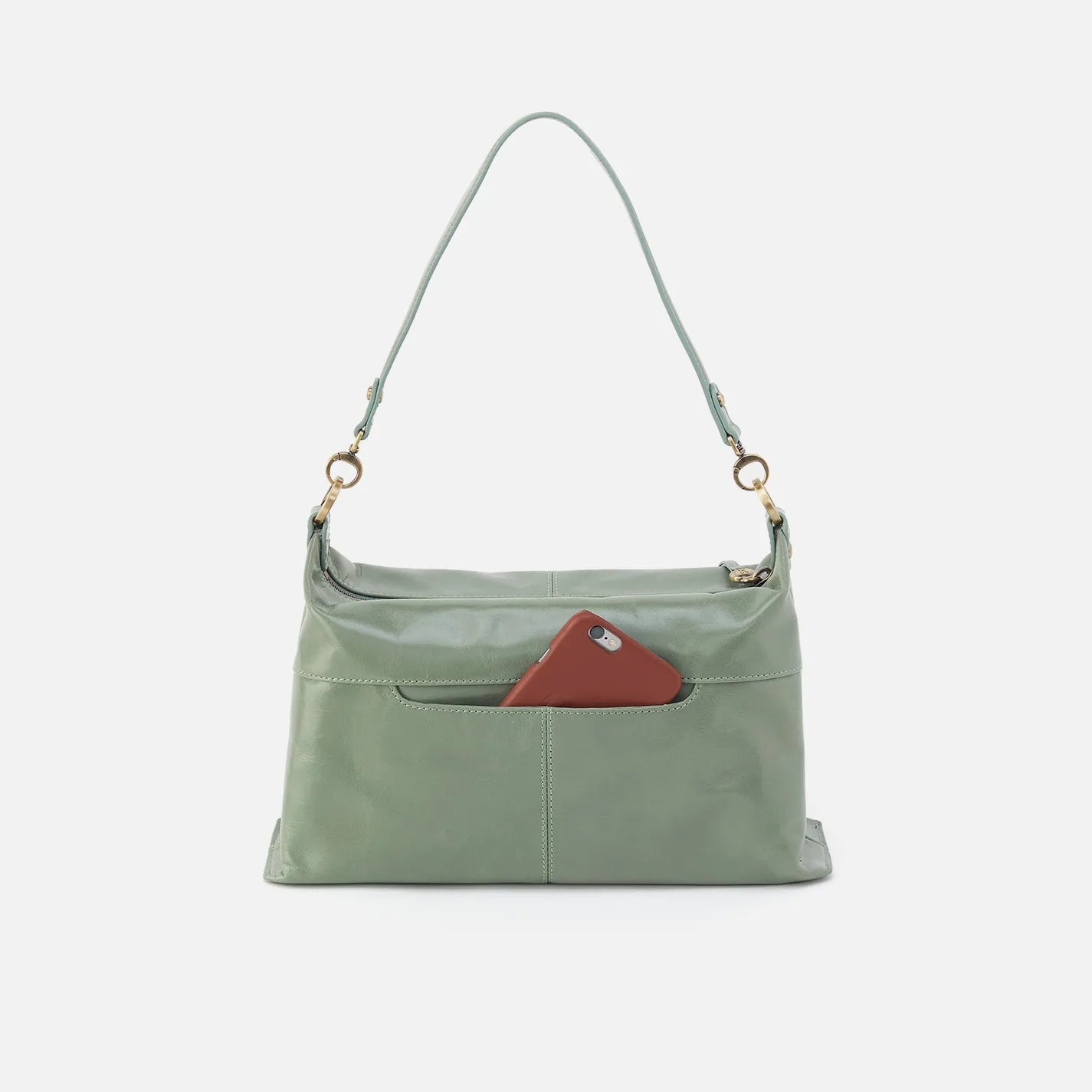 Avon Shoulder Bag In Polished Leather - Jade