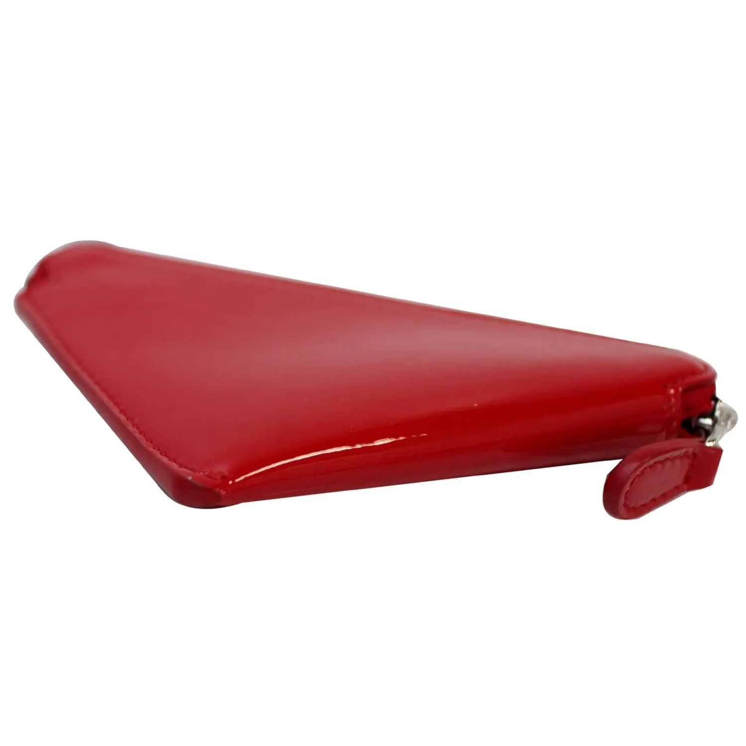 BALENCIAGA Triangle Patent Leather Coin Purse Red