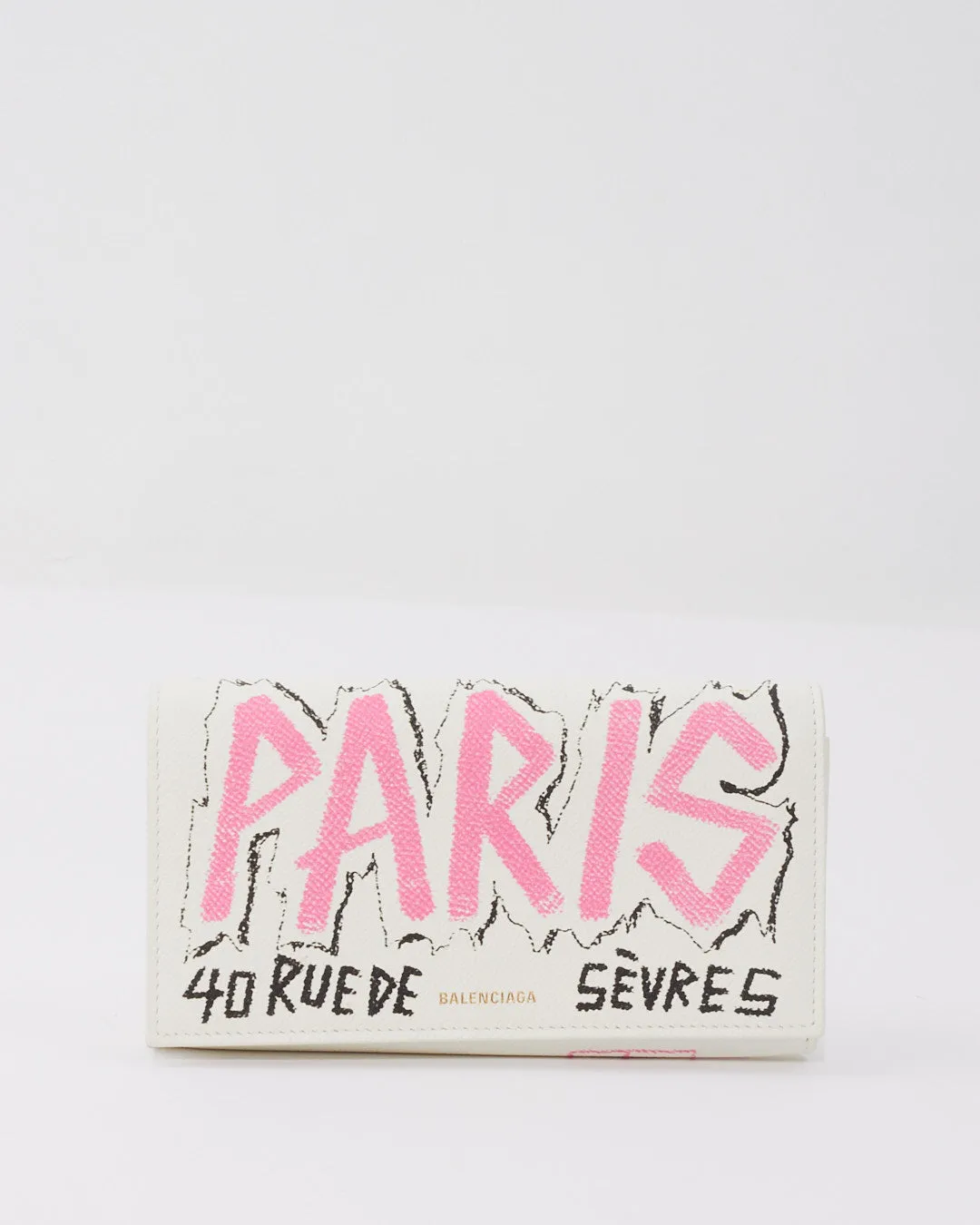 Balenciaga White/ Pink Graffit Wallet on Chain