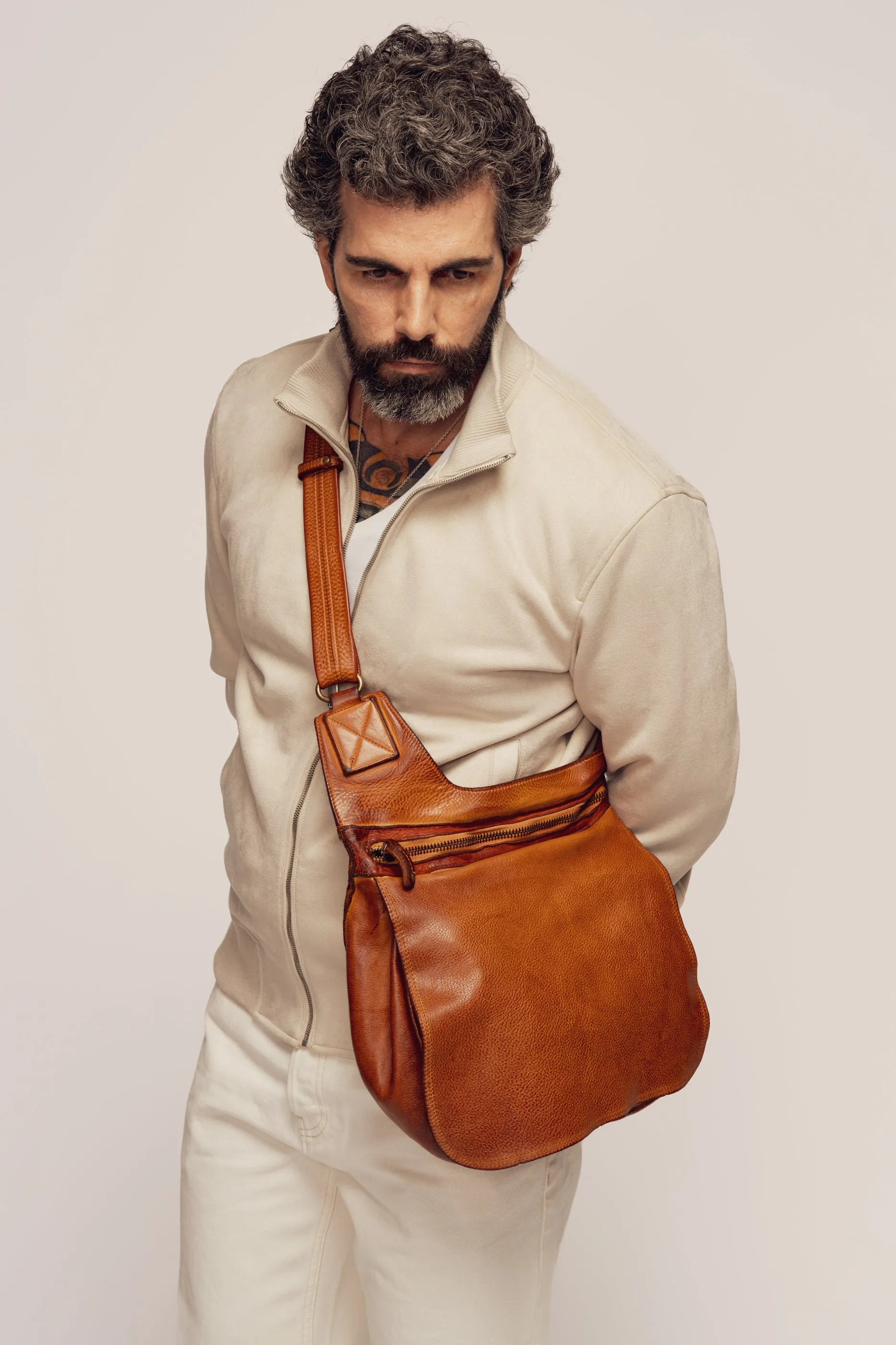 BAYSIDE84 Crossbody Saddle Bag - Cognac Mens