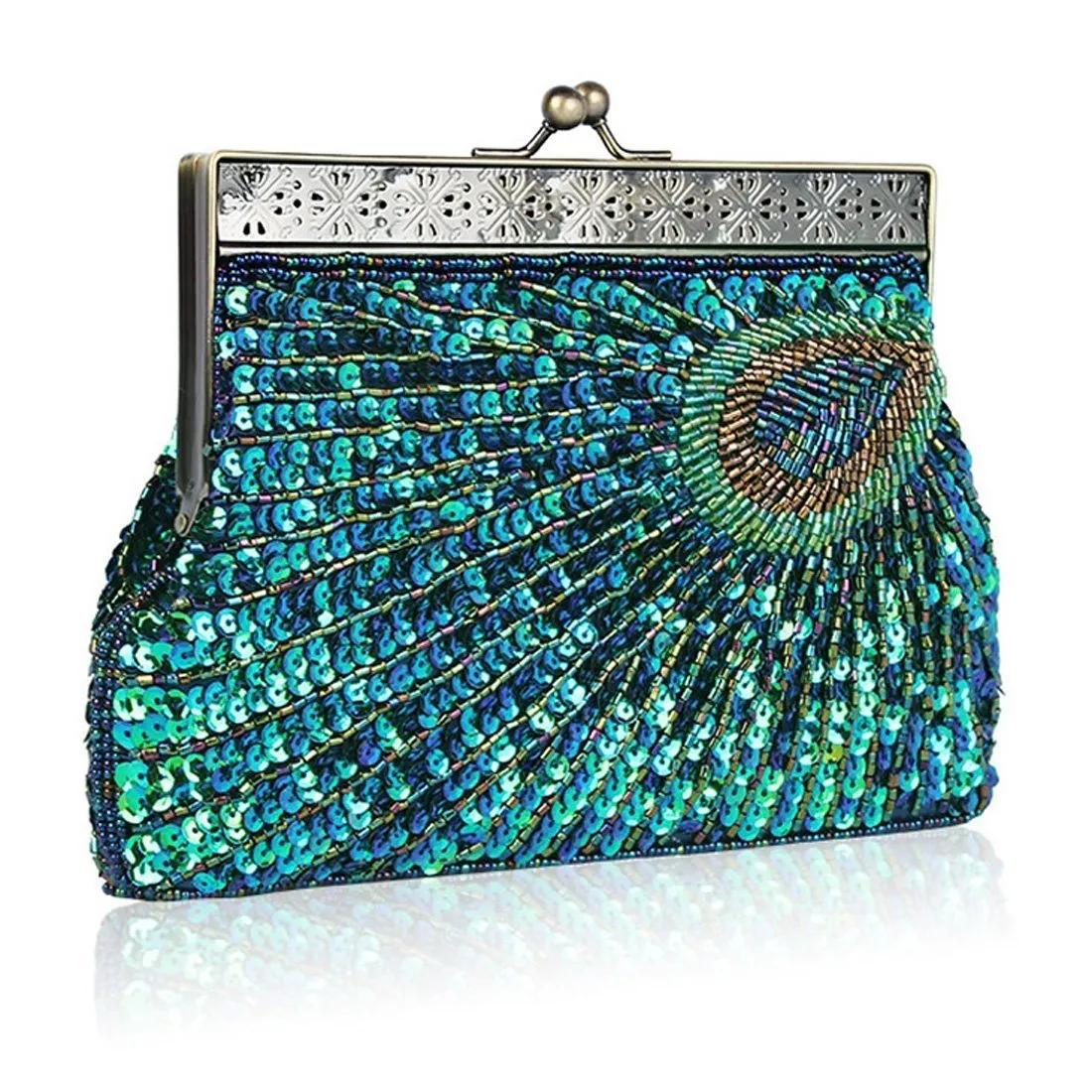 Beaded Sequin Peacock Clutch Evening Handbag|JaosWish