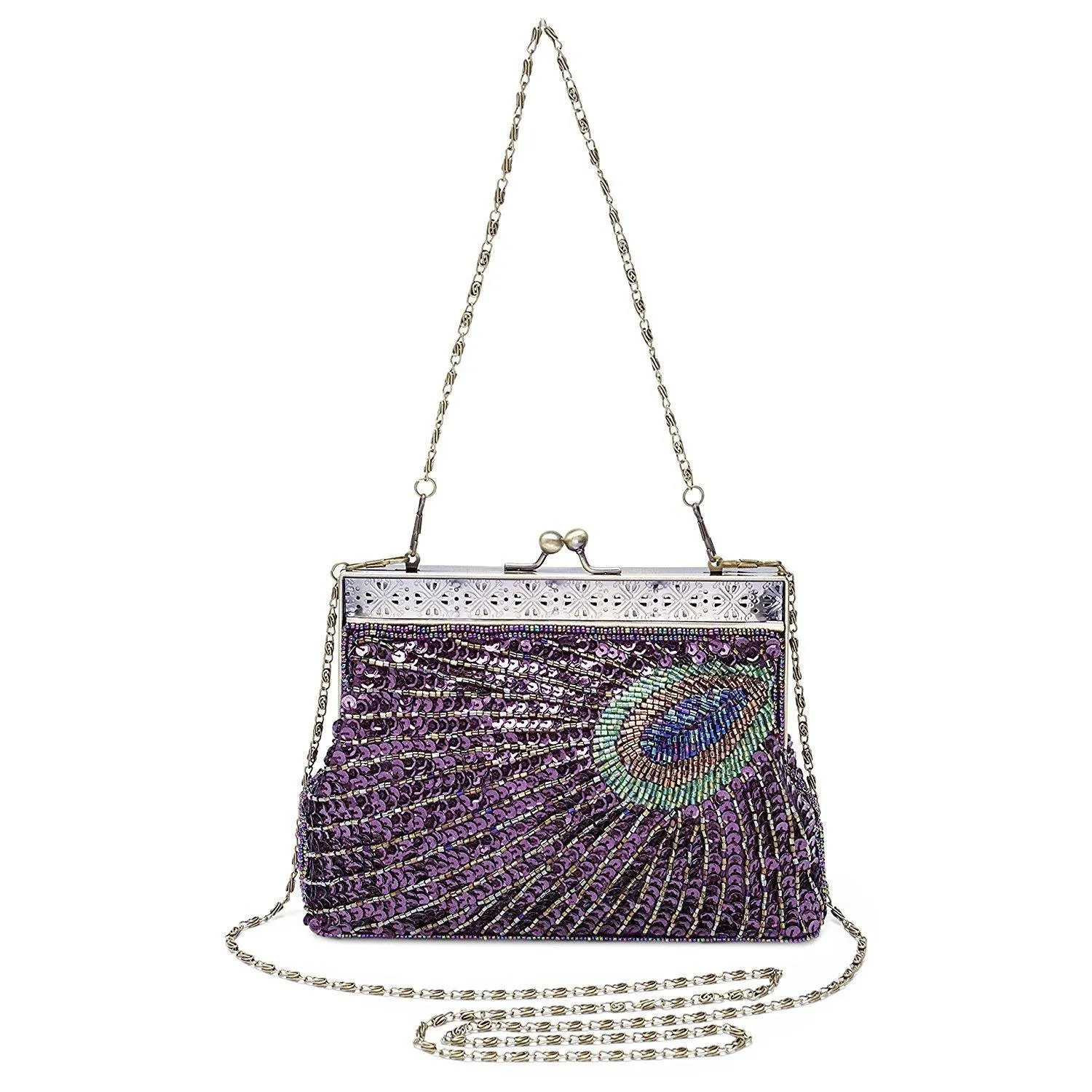 Beaded Sequin Peacock Clutch Evening Handbag|JaosWish