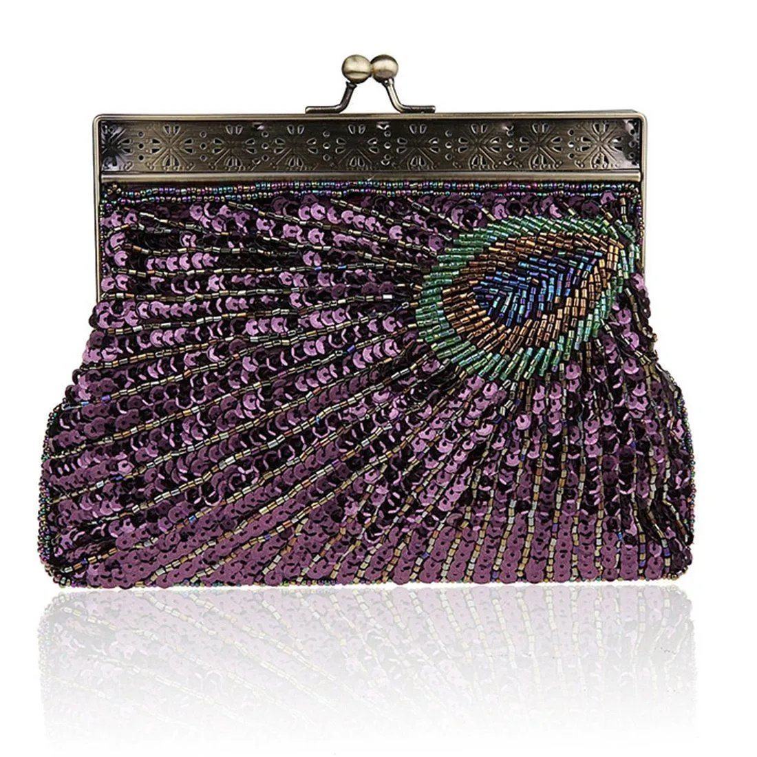 Beaded Sequin Peacock Clutch Evening Handbag|JaosWish