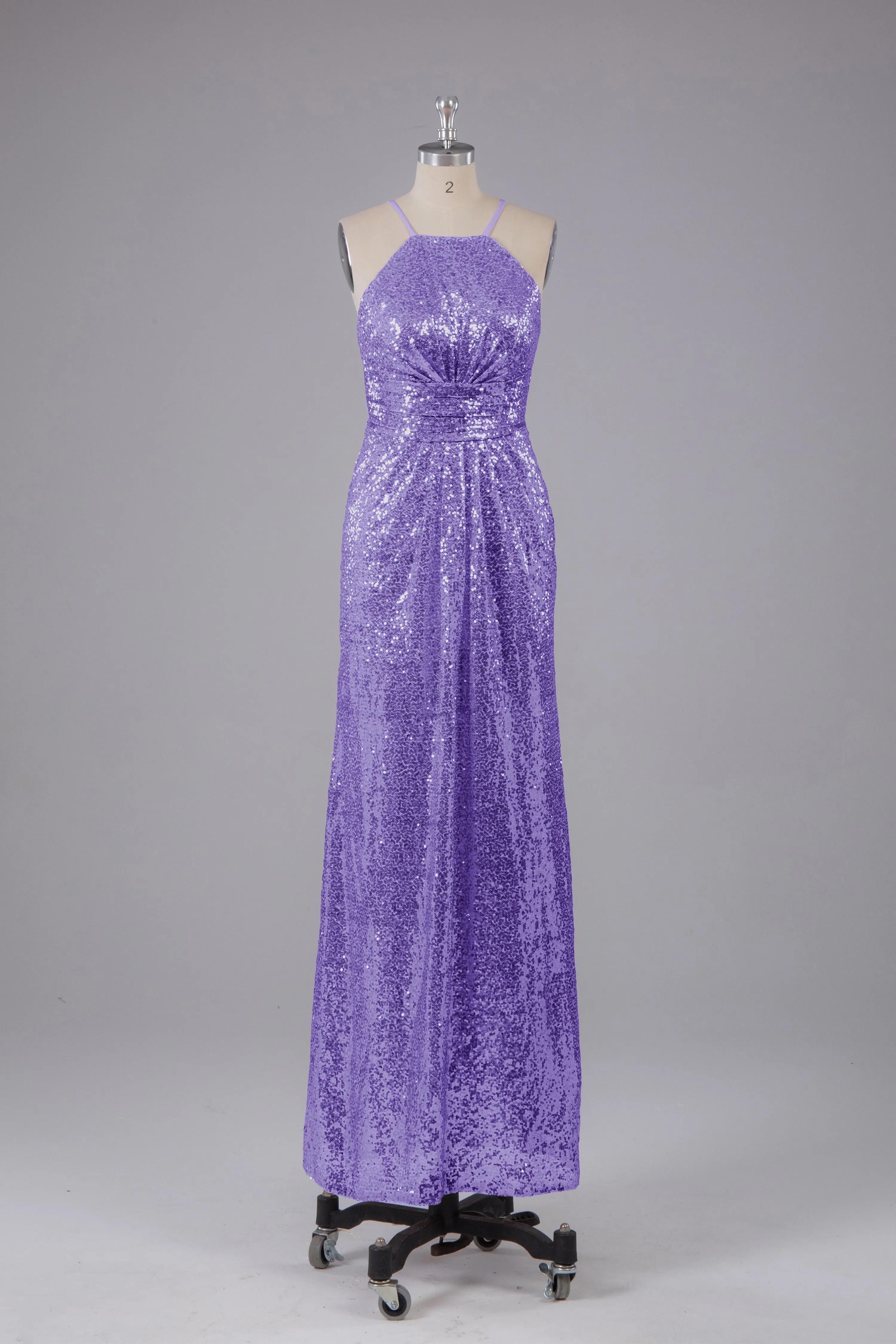 Beautiful Sequins Halter Hourglass Bridesmaid Dress
