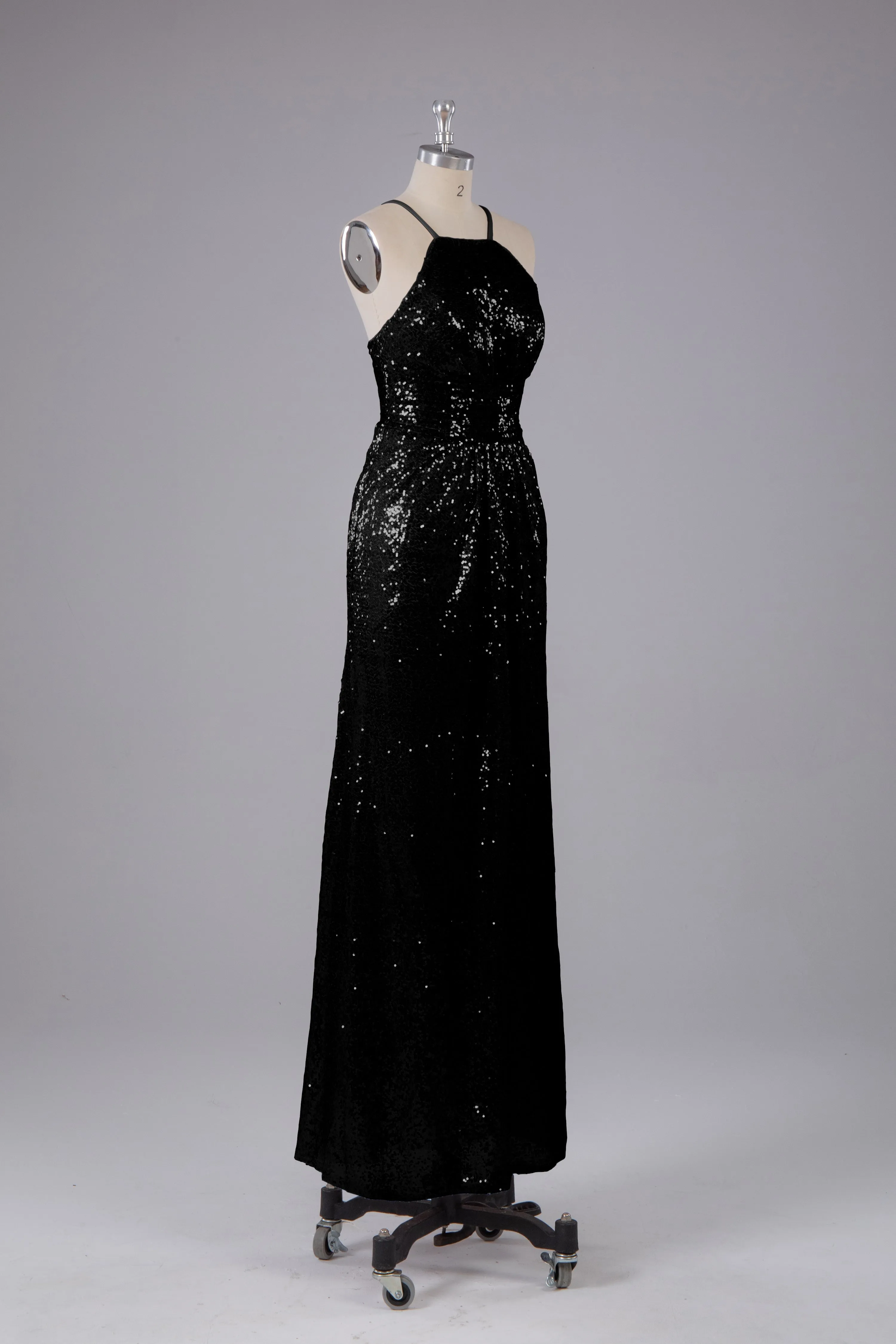 Beautiful Sequins Halter Hourglass Bridesmaid Dress