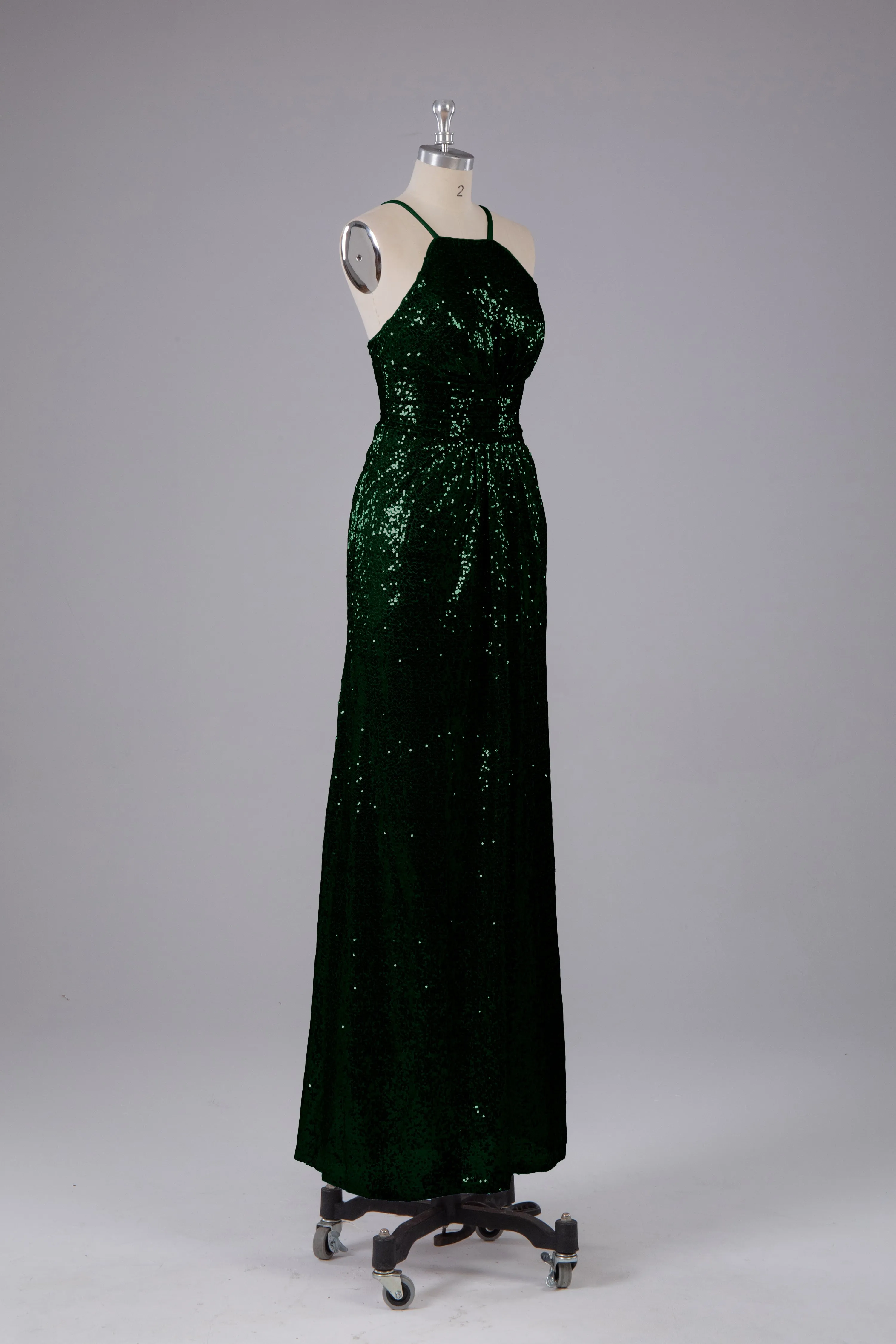 Beautiful Sequins Halter Hourglass Bridesmaid Dress