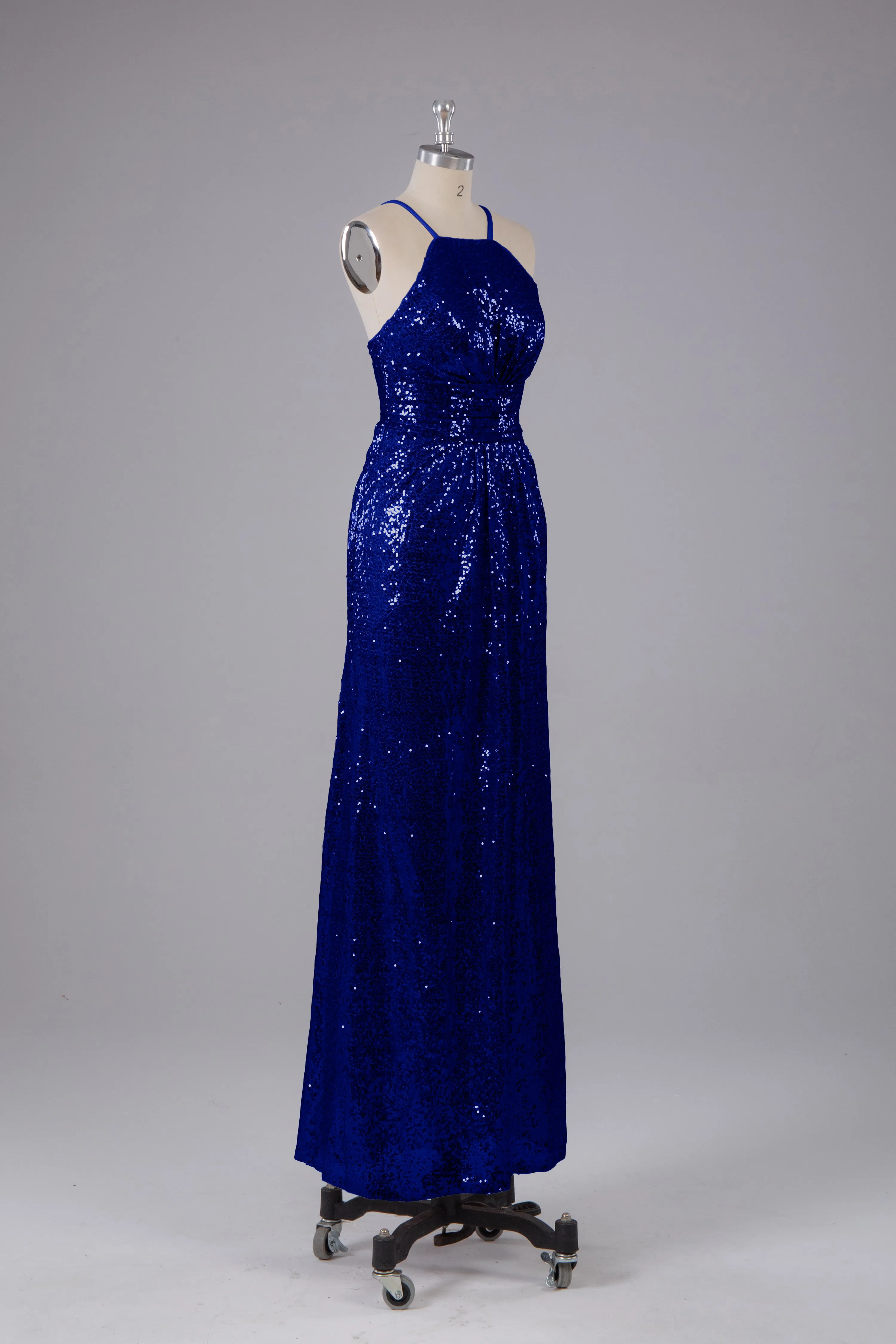 Beautiful Sequins Halter Hourglass Bridesmaid Dress