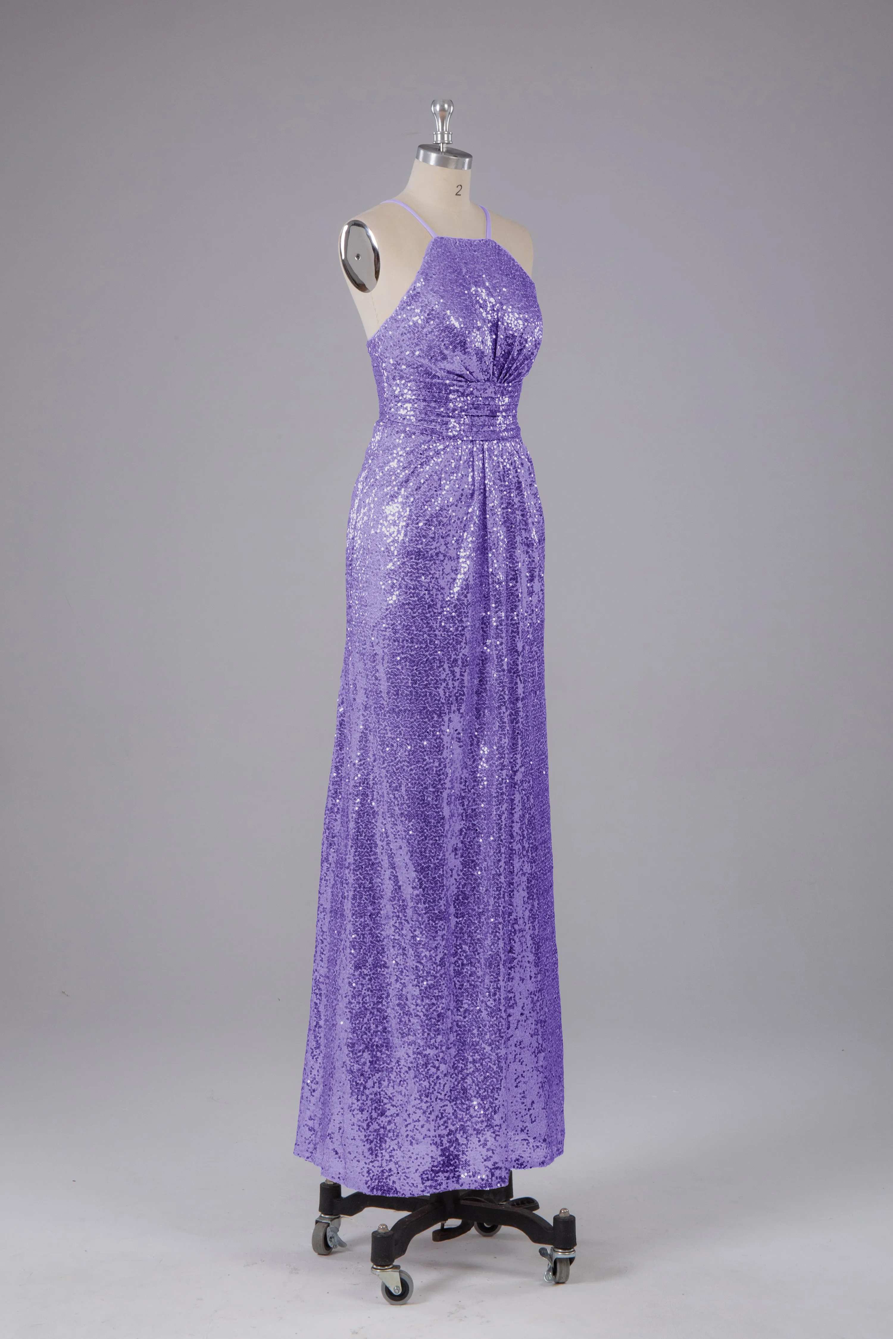 Beautiful Sequins Halter Hourglass Bridesmaid Dress