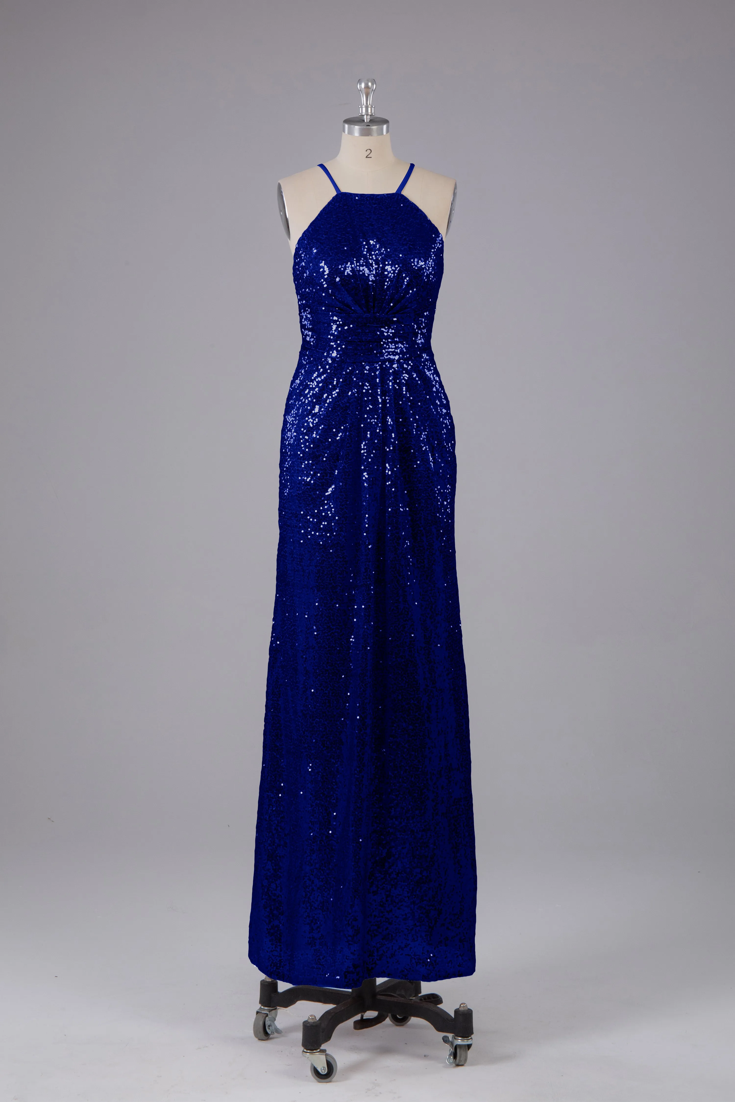 Beautiful Sequins Halter Hourglass Bridesmaid Dress