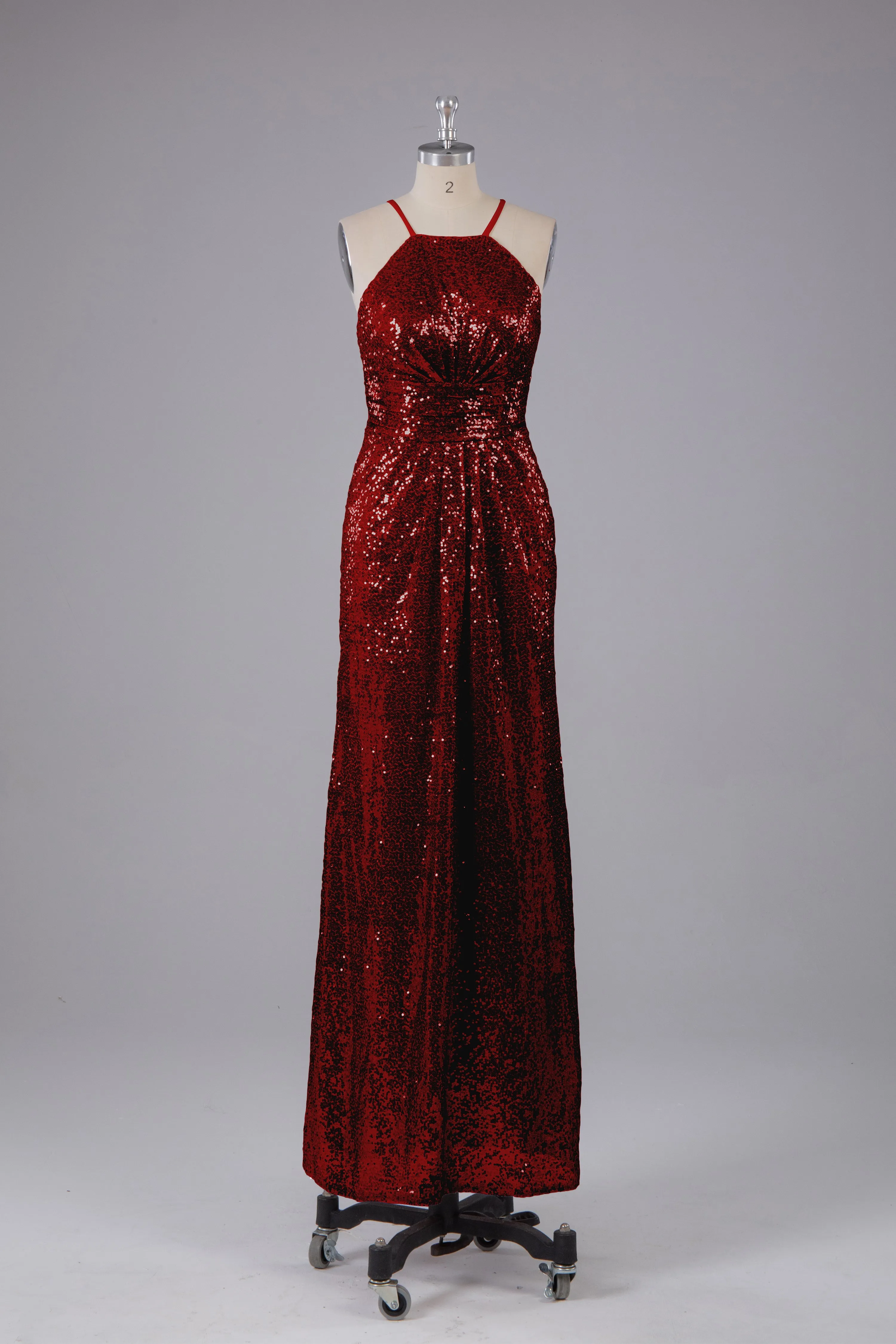 Beautiful Sequins Halter Hourglass Bridesmaid Dress