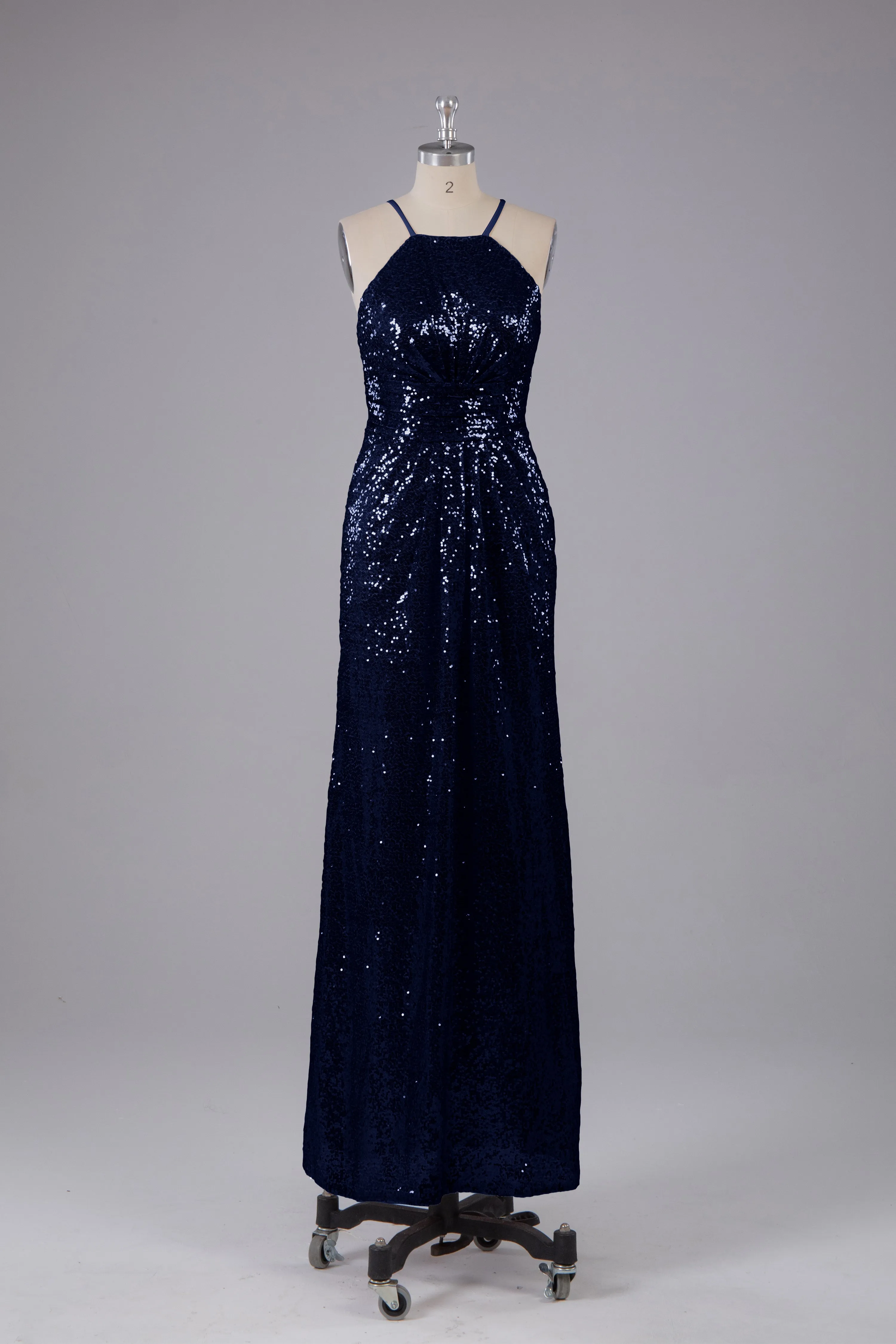 Beautiful Sequins Halter Hourglass Bridesmaid Dress