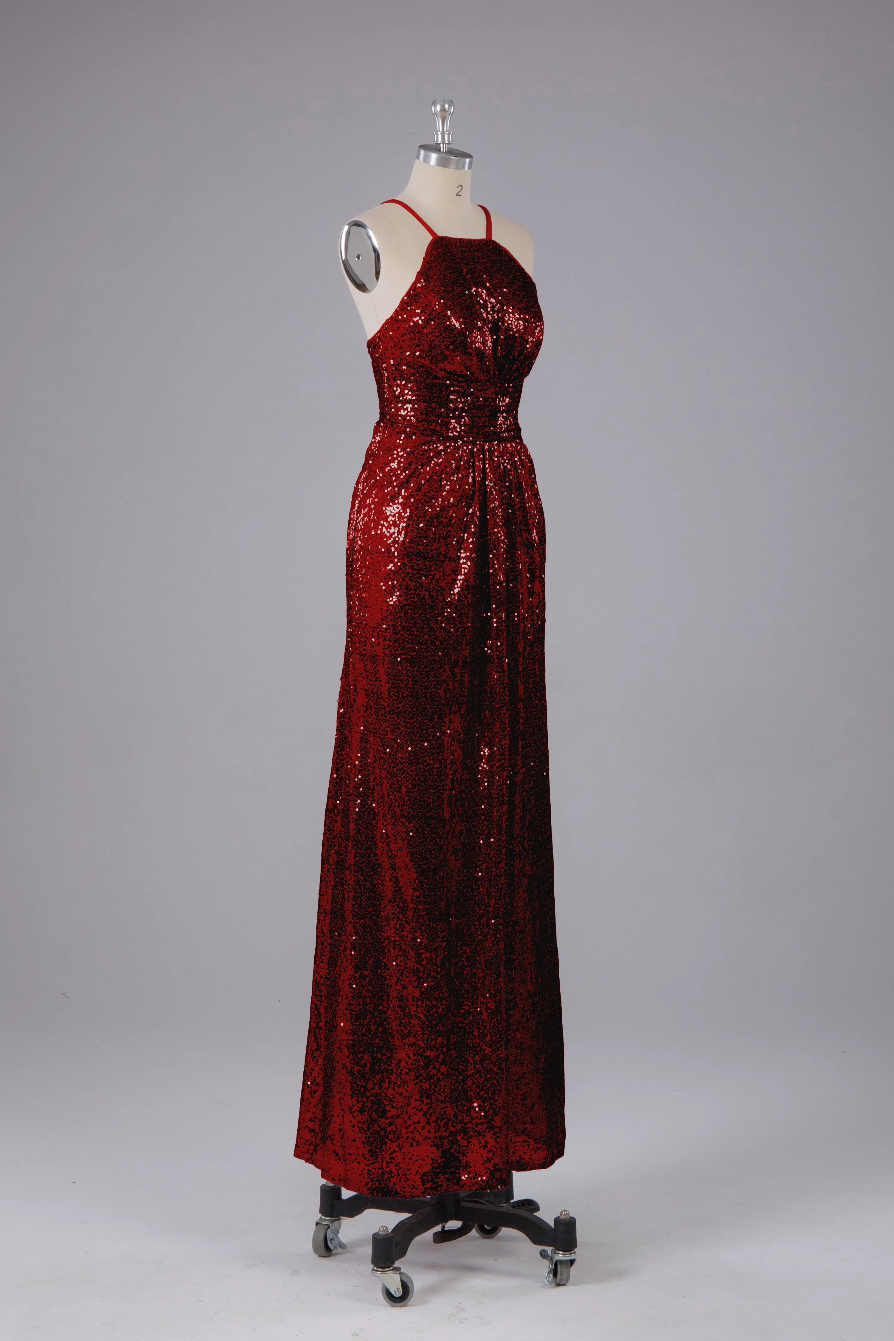 Beautiful Sequins Halter Hourglass Bridesmaid Dress