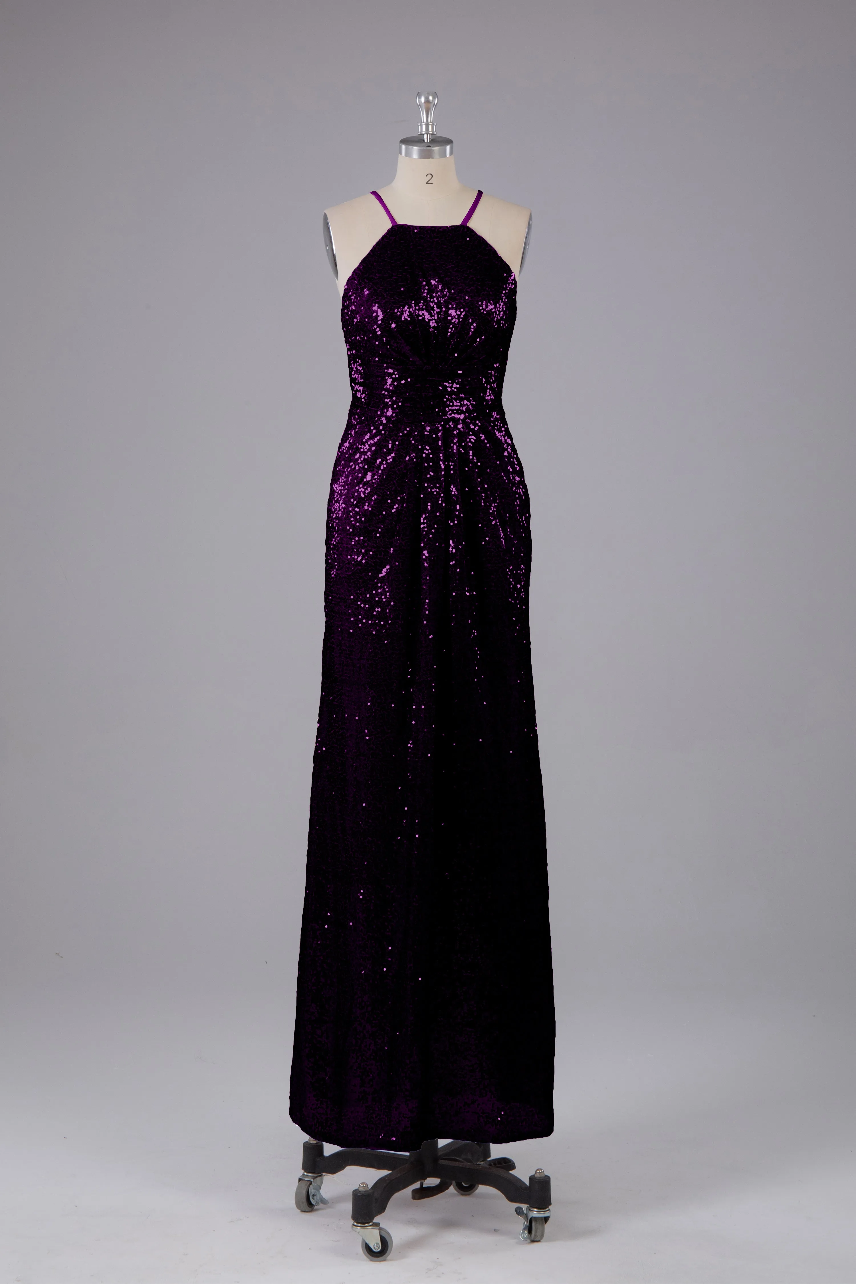 Beautiful Sequins Halter Hourglass Bridesmaid Dress