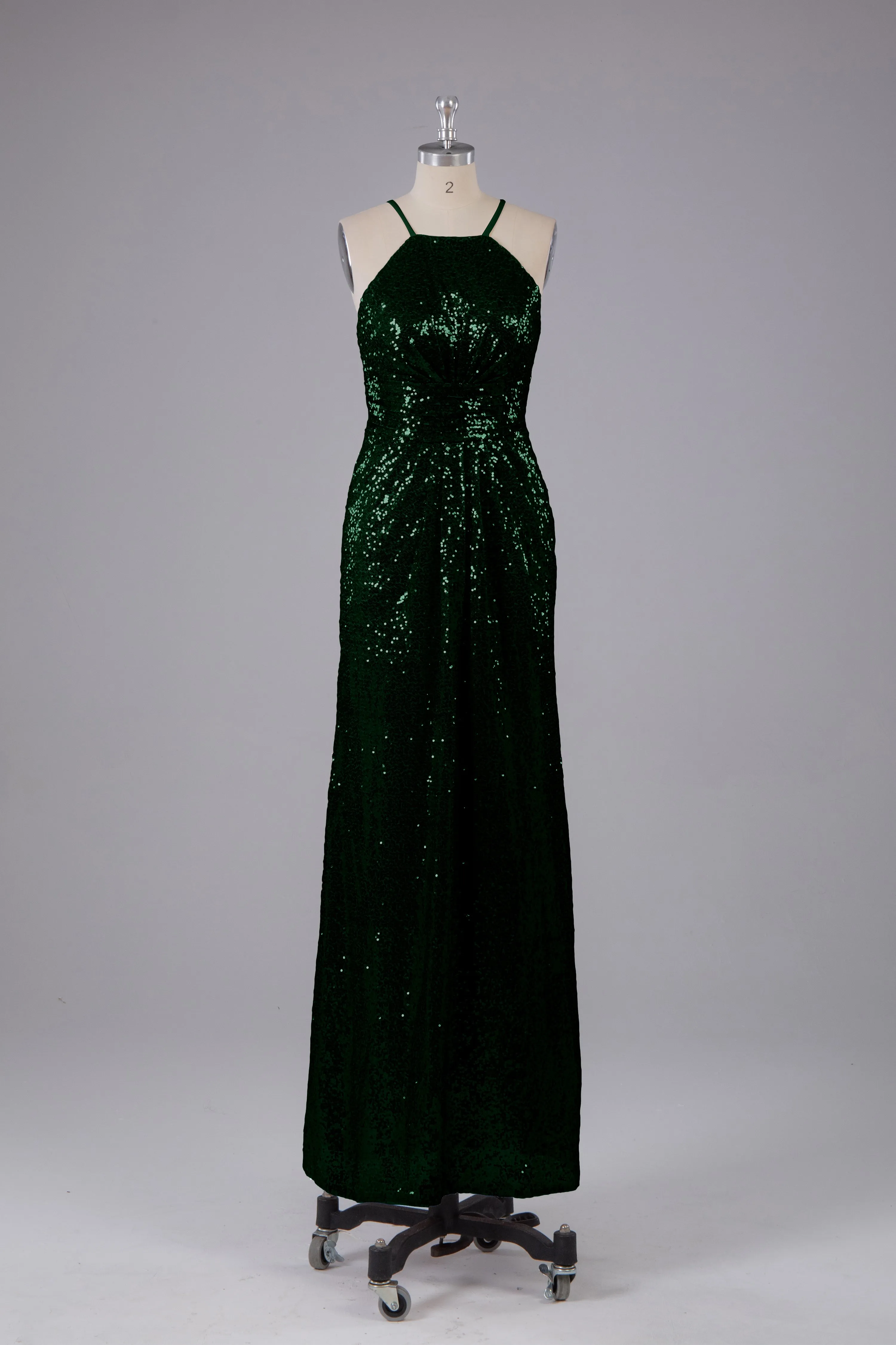 Beautiful Sequins Halter Hourglass Bridesmaid Dress