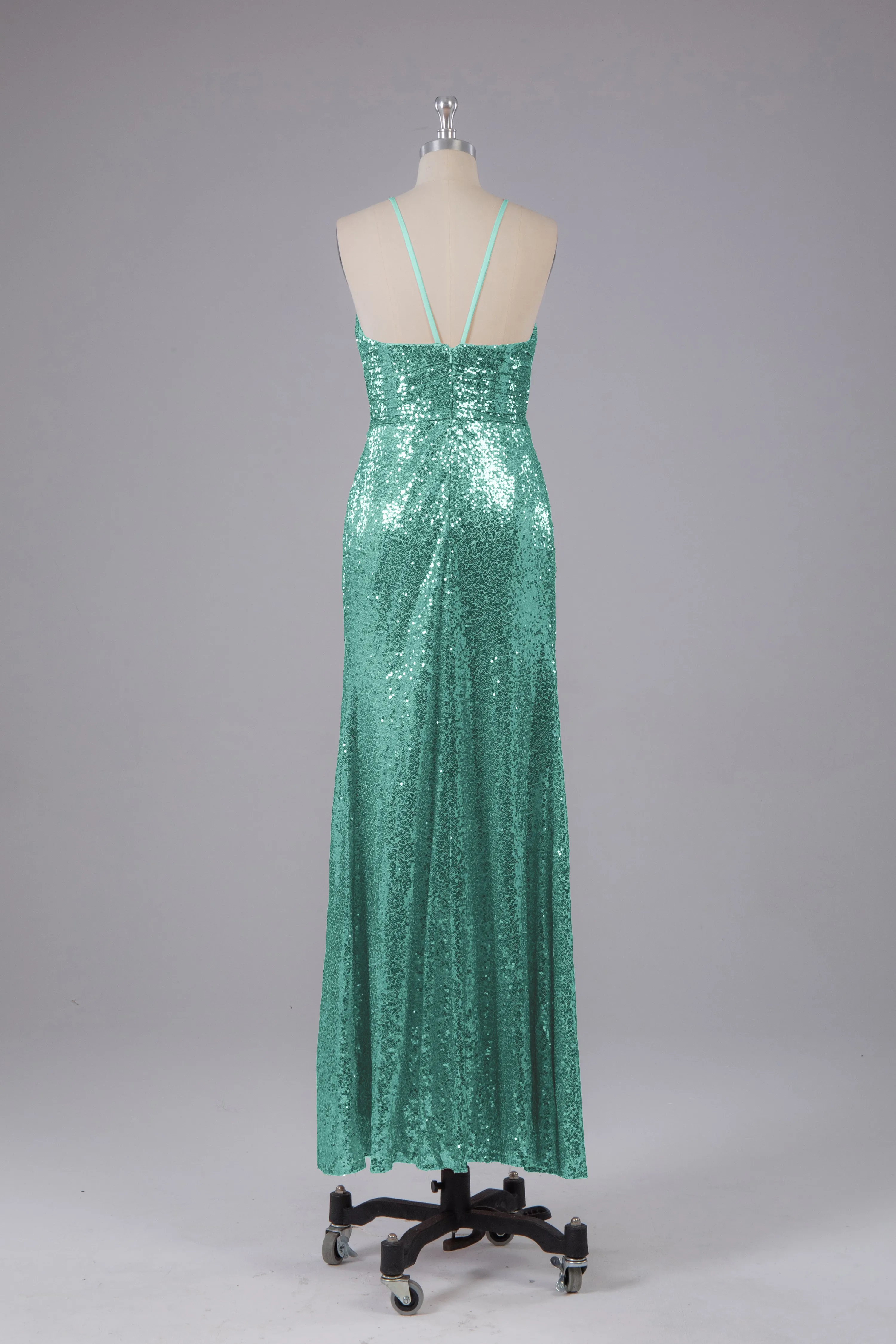 Beautiful Sequins Halter Hourglass Bridesmaid Dress