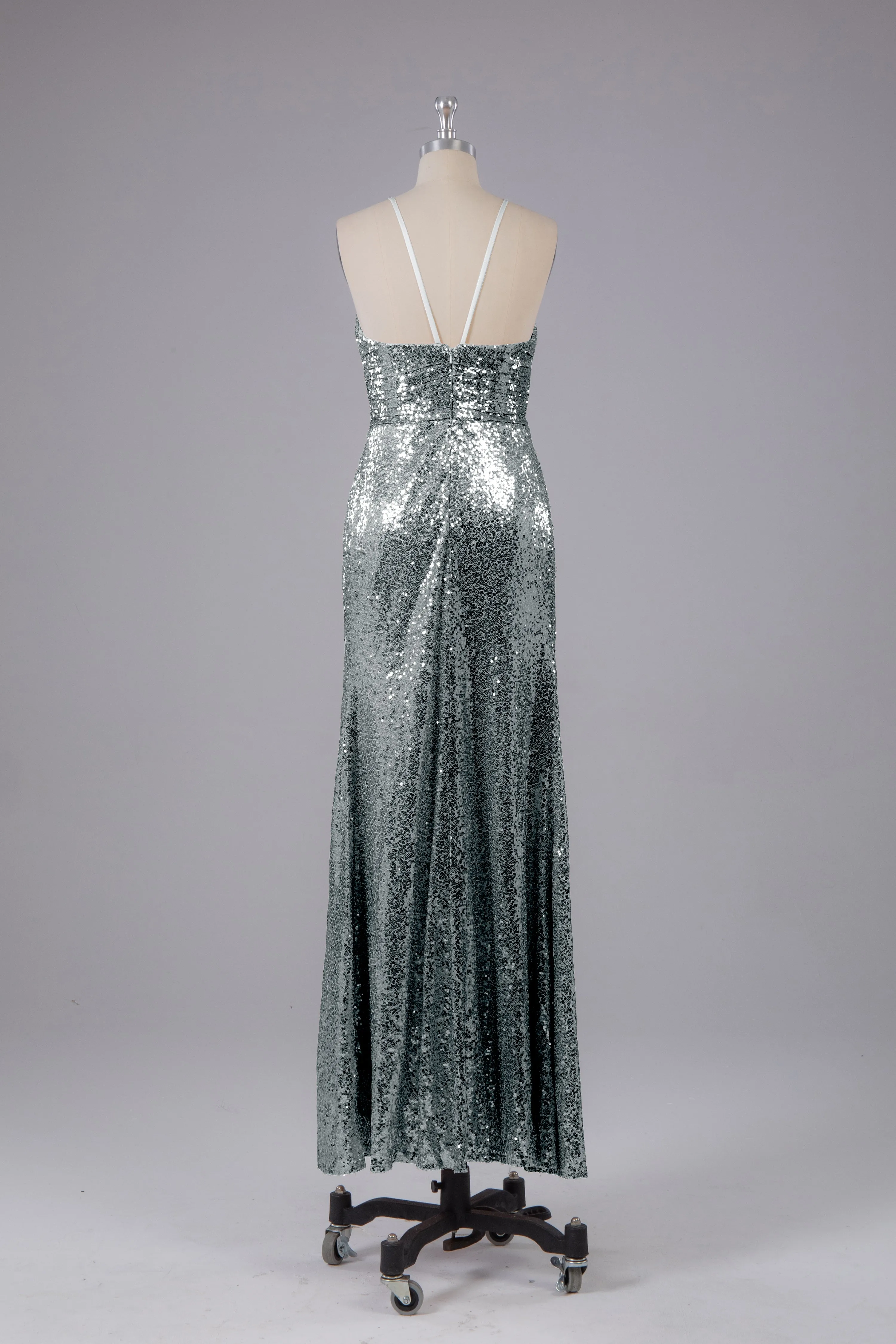 Beautiful Sequins Halter Hourglass Bridesmaid Dress