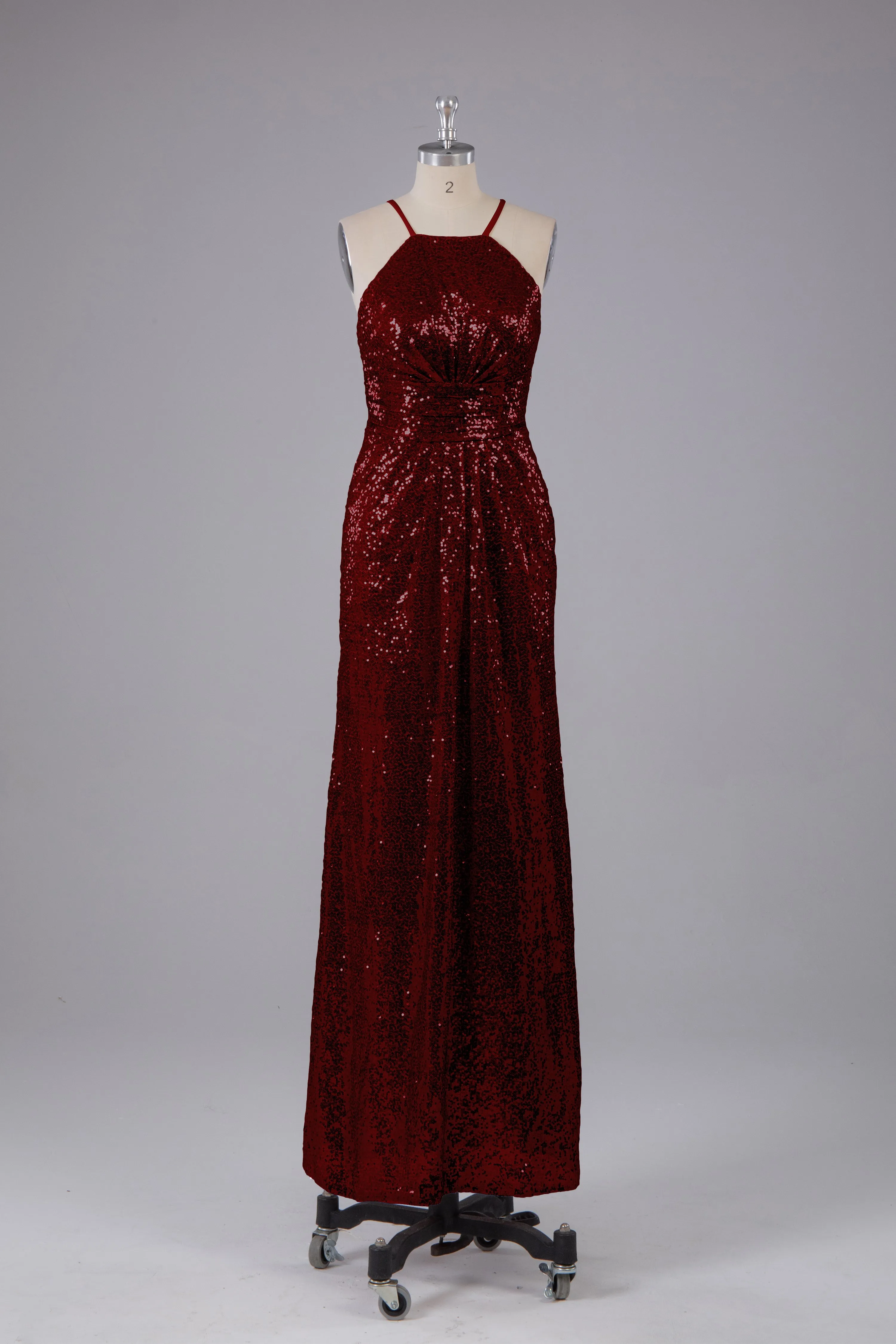 Beautiful Sequins Halter Hourglass Bridesmaid Dress