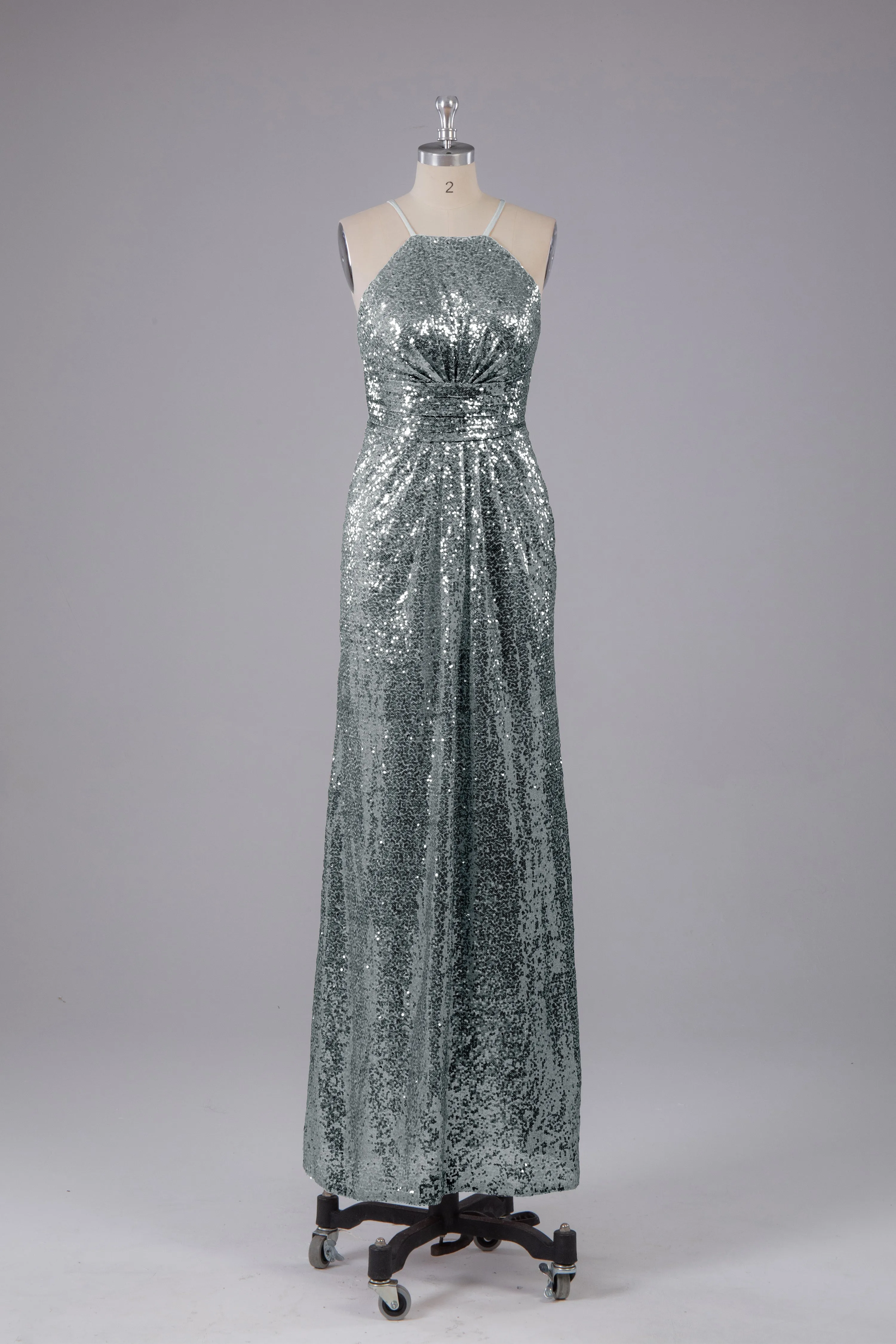 Beautiful Sequins Halter Hourglass Bridesmaid Dress