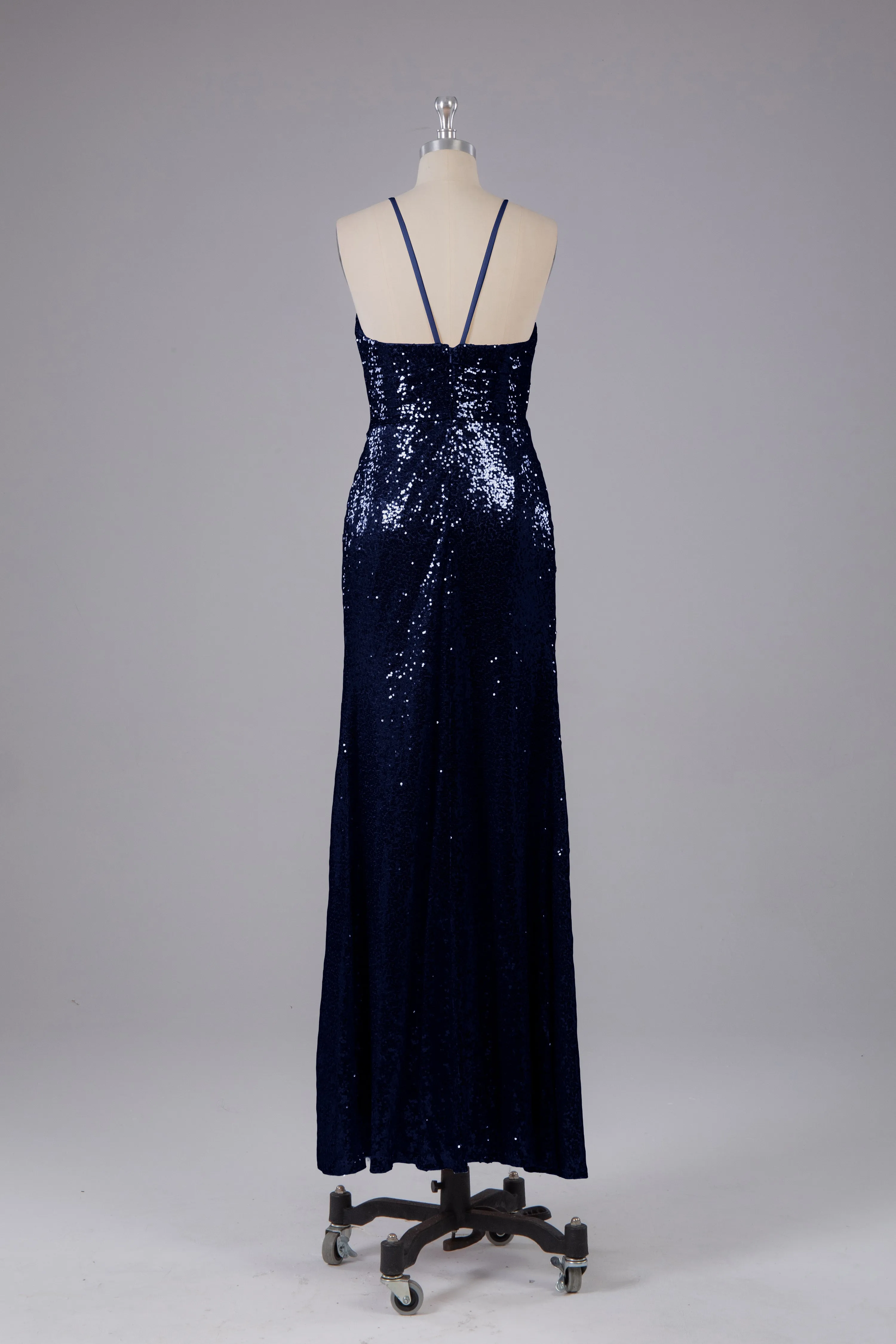 Beautiful Sequins Halter Hourglass Bridesmaid Dress