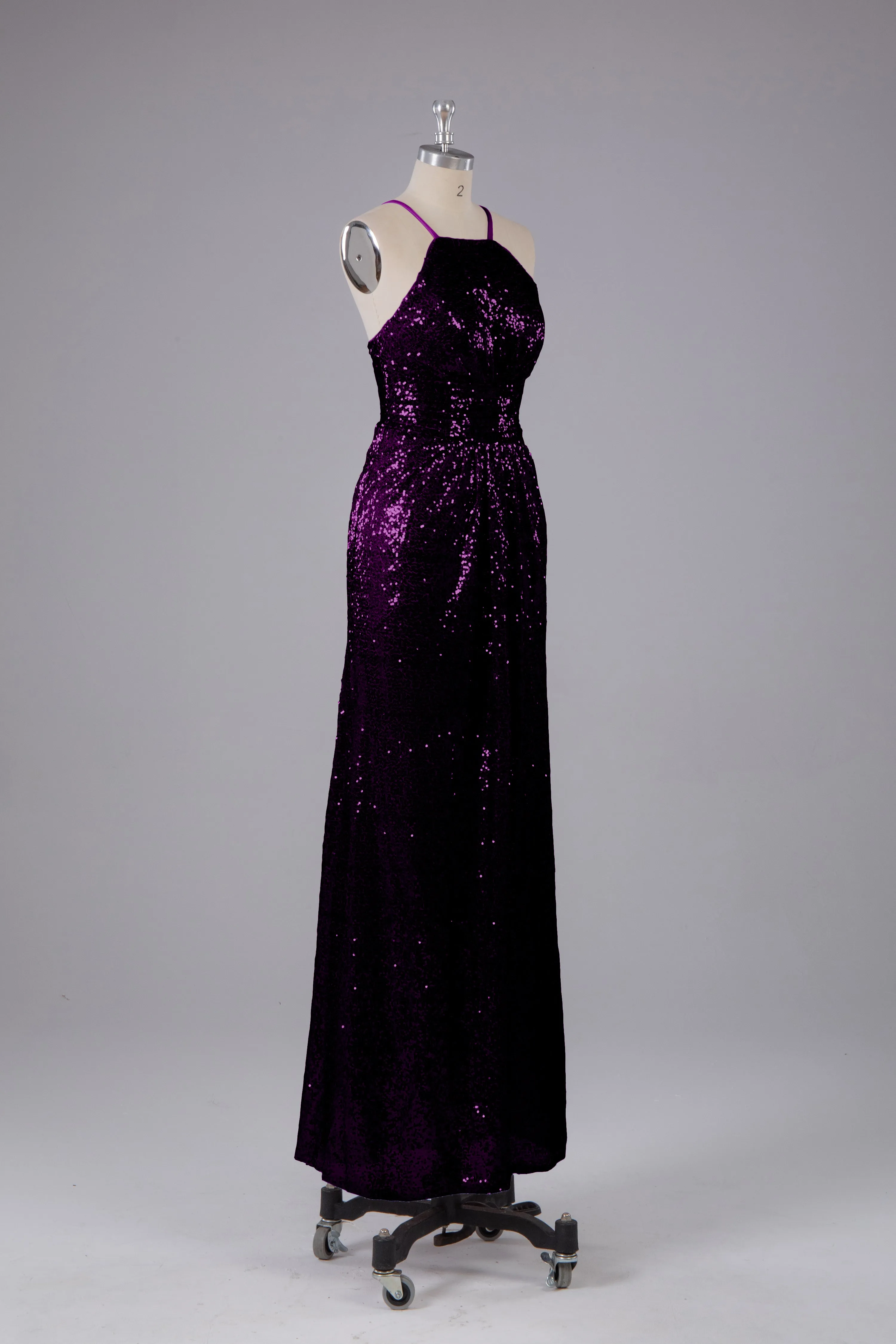 Beautiful Sequins Halter Hourglass Bridesmaid Dress