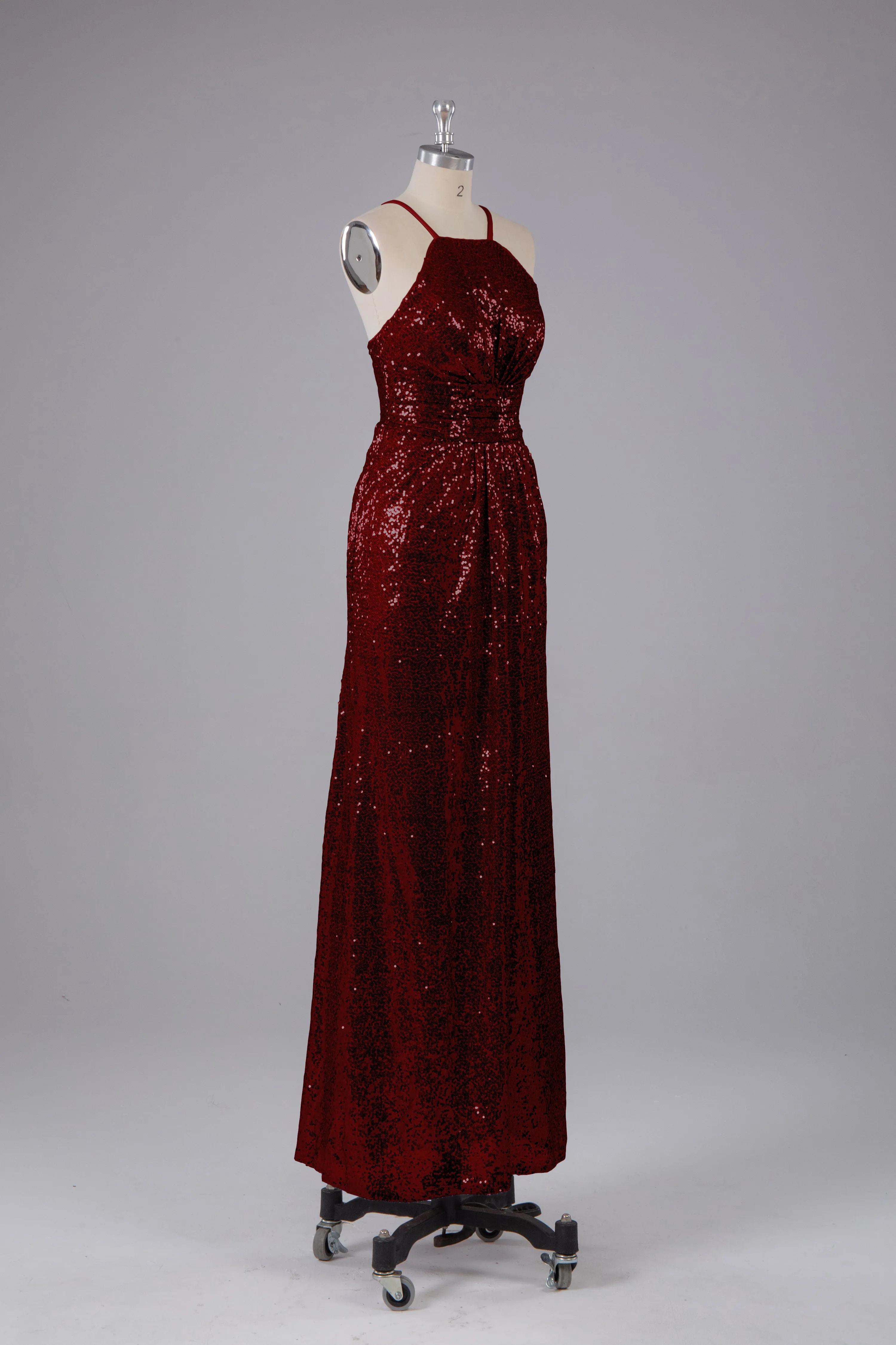 Beautiful Sequins Halter Hourglass Bridesmaid Dress