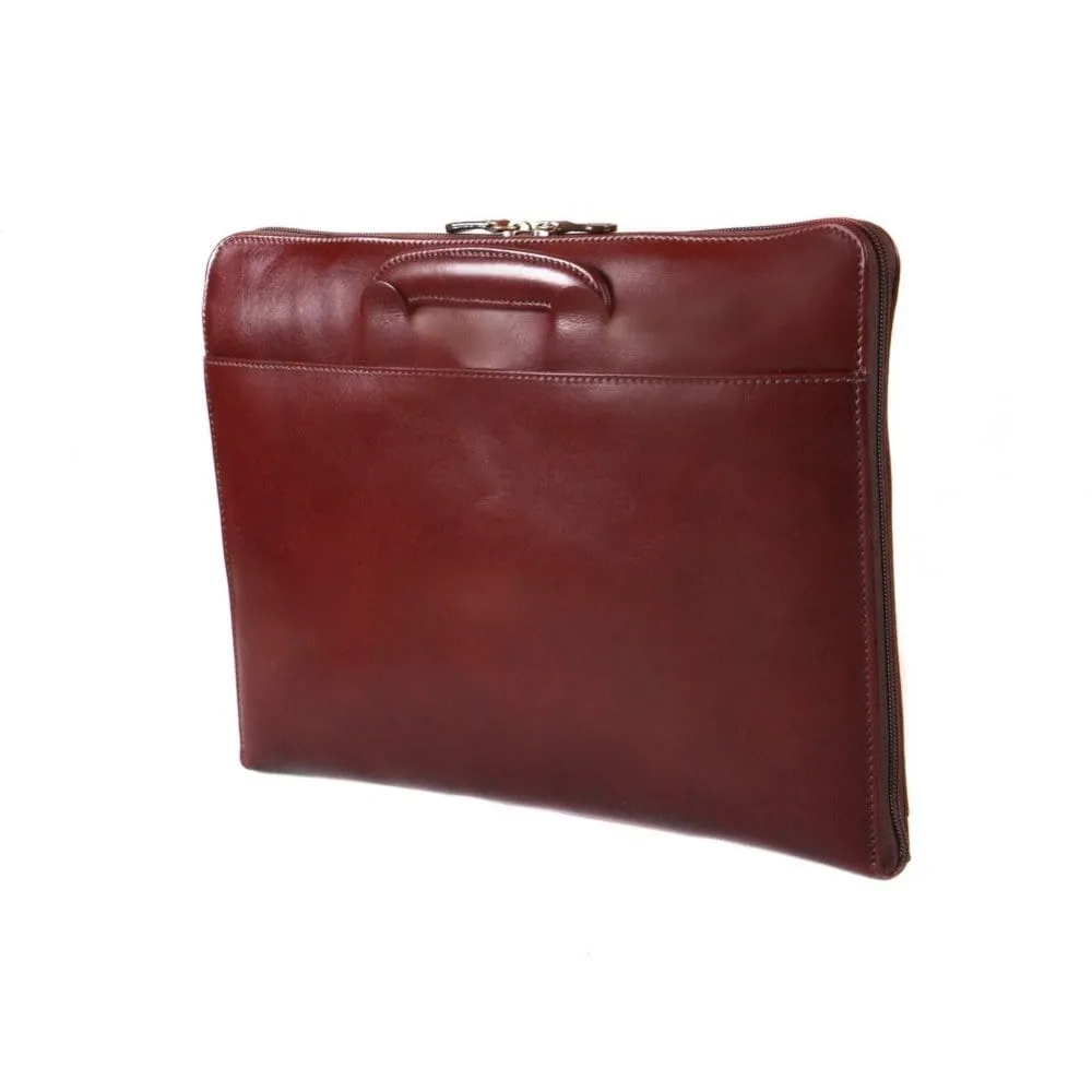 Belgrave Leather Portfolio With Handles - Dark Tan